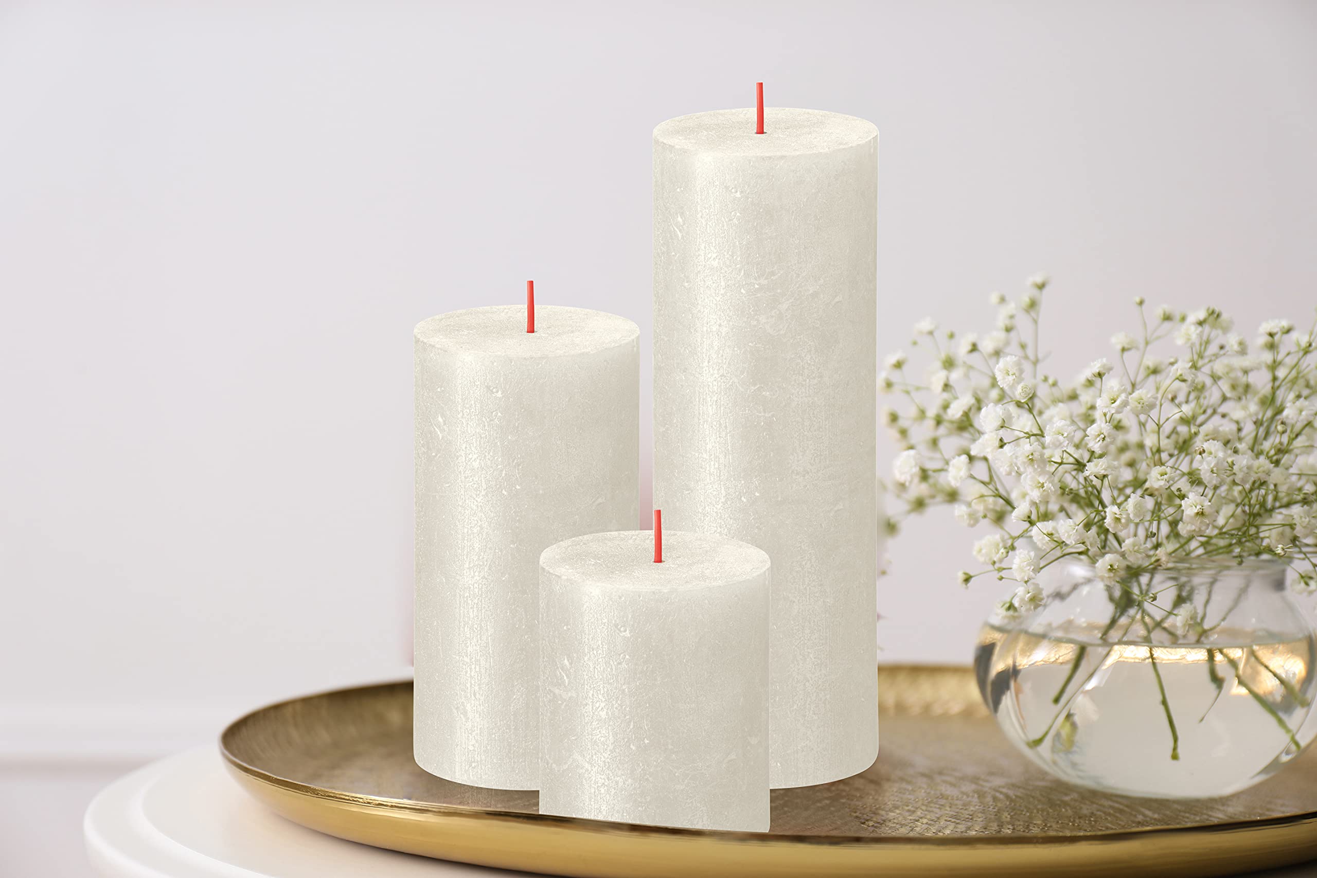 Bolsius Rustic Metallic Pillar Candles Luxury Decoration Sunset Shimmer Pillars  - Like New