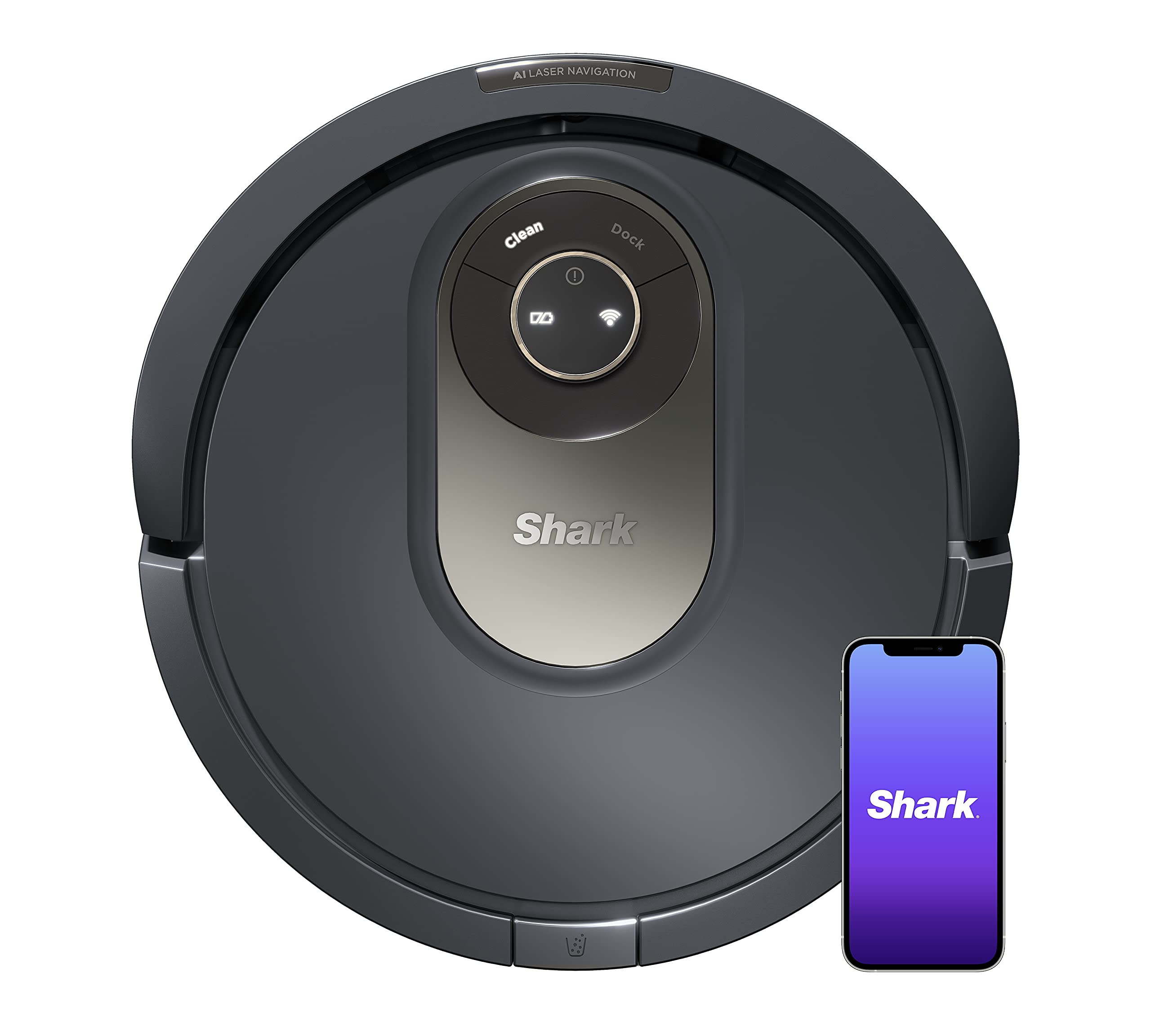 Shark AV2001 AI Robot Vacuum with Self-Cleaning Brushroll, Object Detection, Advanced Navigation, Home Mapping, Perfect for Pet Hair, Compatible with Alexa, Gray  - Like New