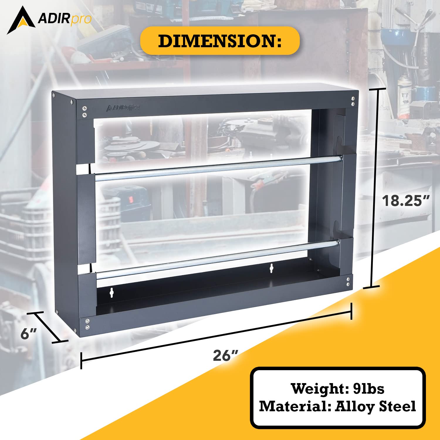 AdirPro Wire Spool Rack - Superior Strength Wire/Cable Dispenser - Conduit Display & Storage for Electrical Industrial & Retail Use (2 Rods, Grey)  - Like New