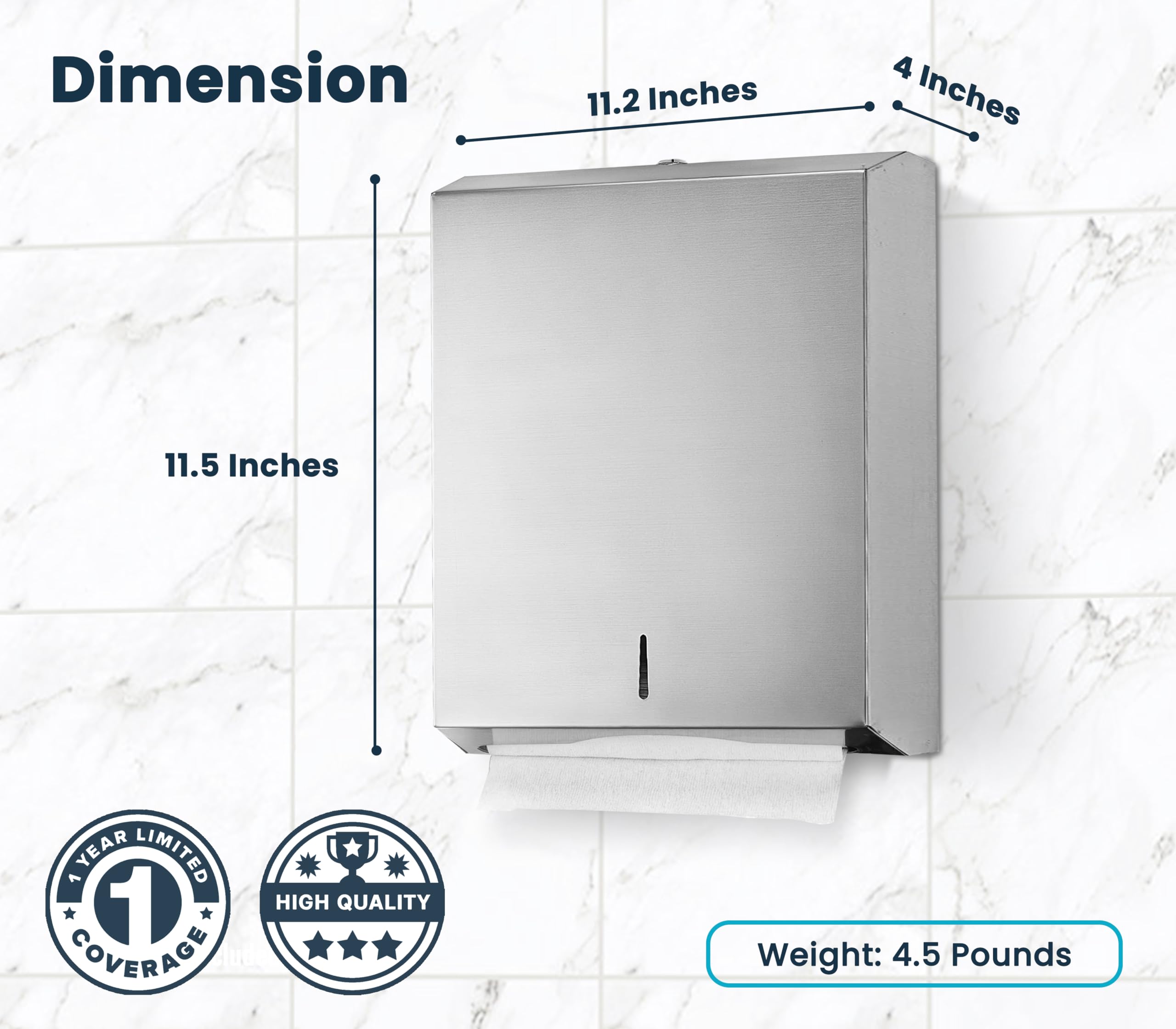 Alpine Paper Towel Dispenser Wall Mount Commercial - Stainless Steel Paper Towel Holder Wall Mount for C-fold, Trifold & Multifold Paper Towels, Industrial Hand Towel Dispenser for Bathroom & Kitchen  - Like New