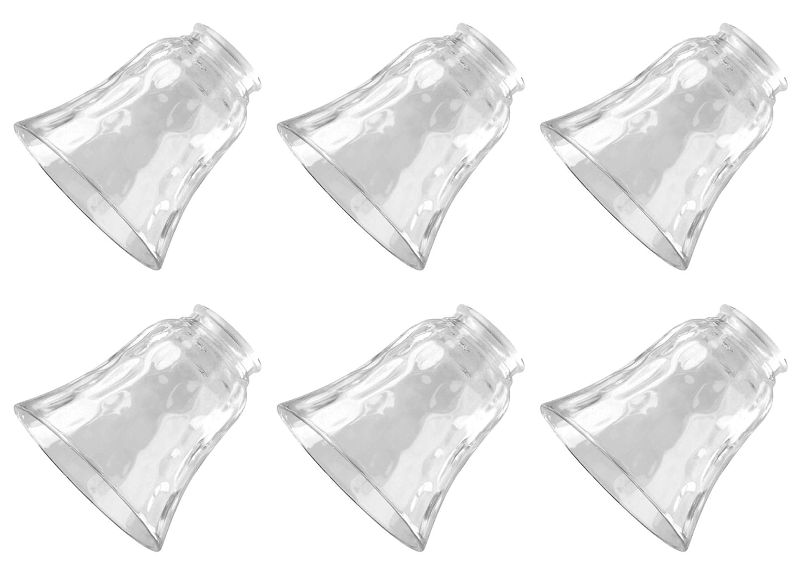 Ciata Lighting Traditional Bell Glass Shade Replacement Shade for Fan/Wall fixtures Shade Pack of 6 (Clear)  - Acceptable