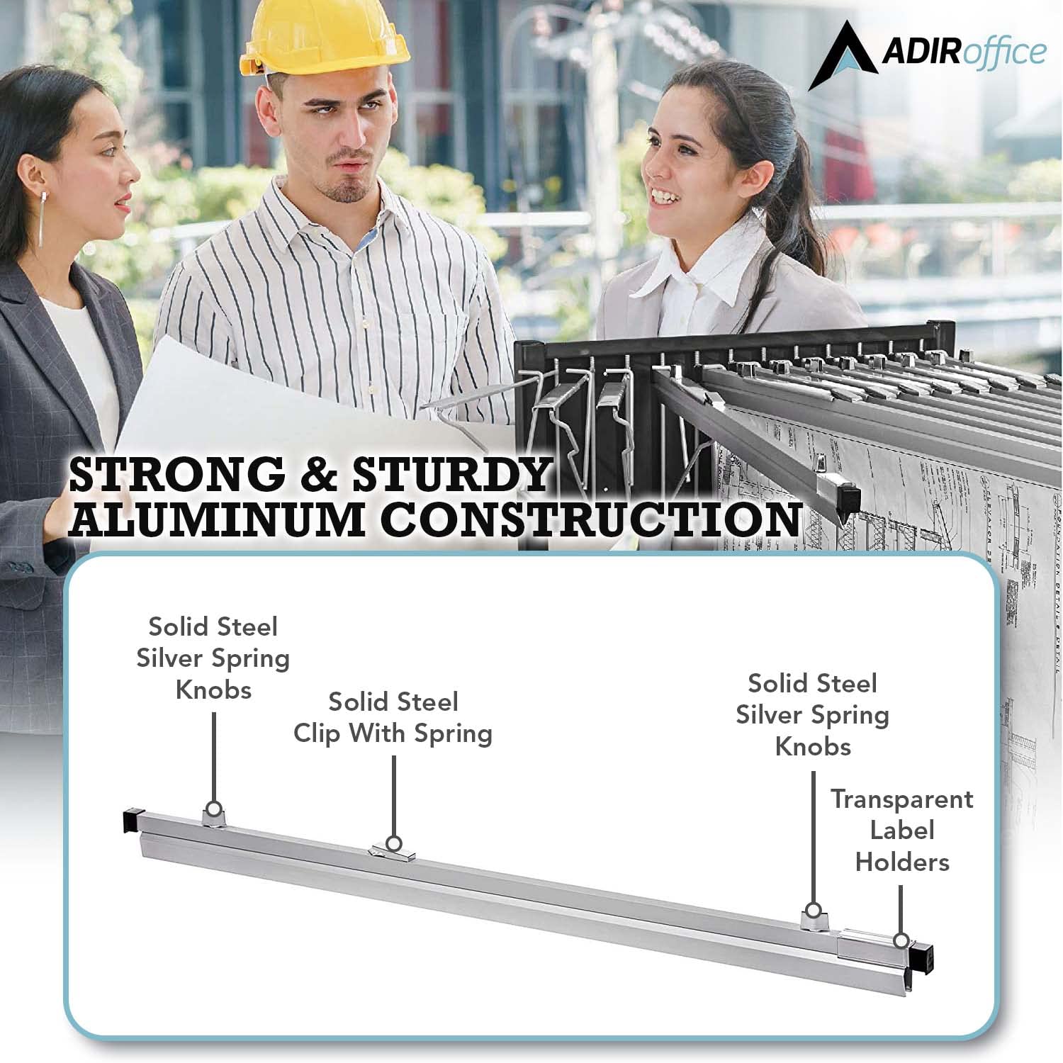 Adir Blueprint Clamp 36" - Blueprint Binding Strips, Architectural Drawing Storage for Poster, Plans & Drawings (Pack of 6)  - Acceptable