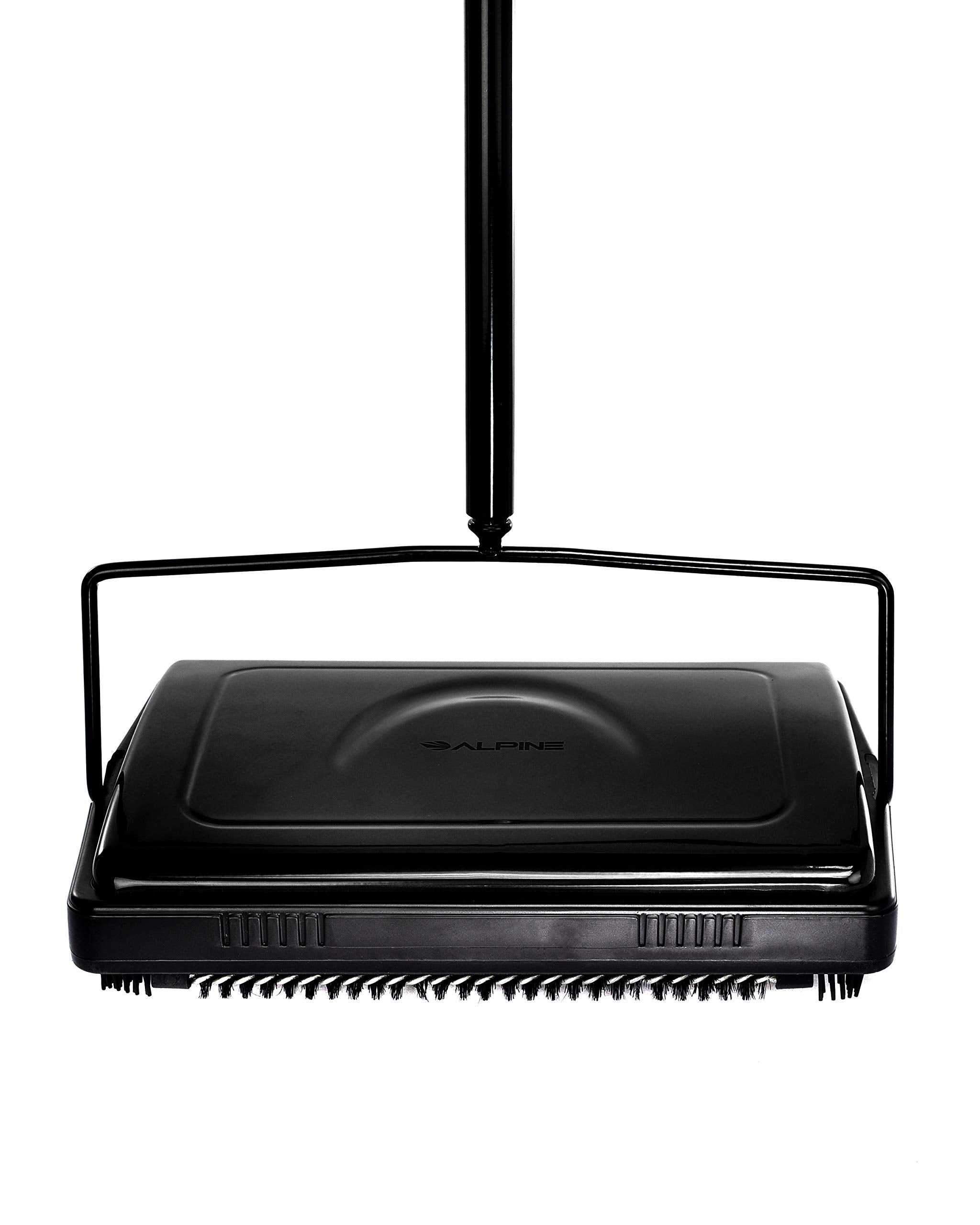 Alpine Industries Triple Brush Floor & Carpet Sweeper – Heavy Duty & Non Electric Multi-Surface Cleaner - Easy Manual Sweeping for Carpeted Floors (Black)  - Like New