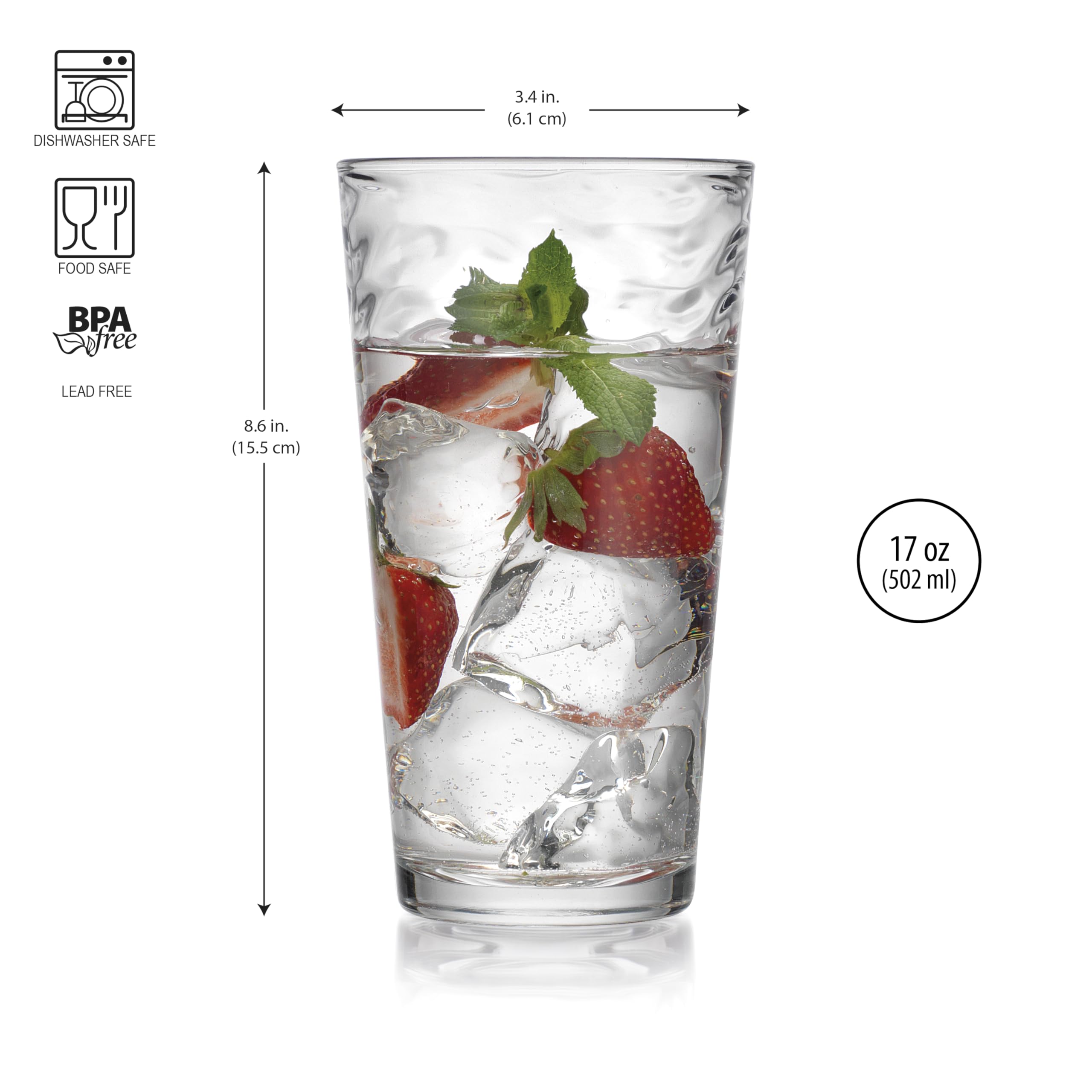 Glaver's Drinking Glasses Set of 10 Highball Glass Cups, Premium Glass Quality Coolers 17 Oz. Glassware. Ideal for Water, Juice, Cocktails, and Iced Tea. Dishwasher Safe.�  - Good