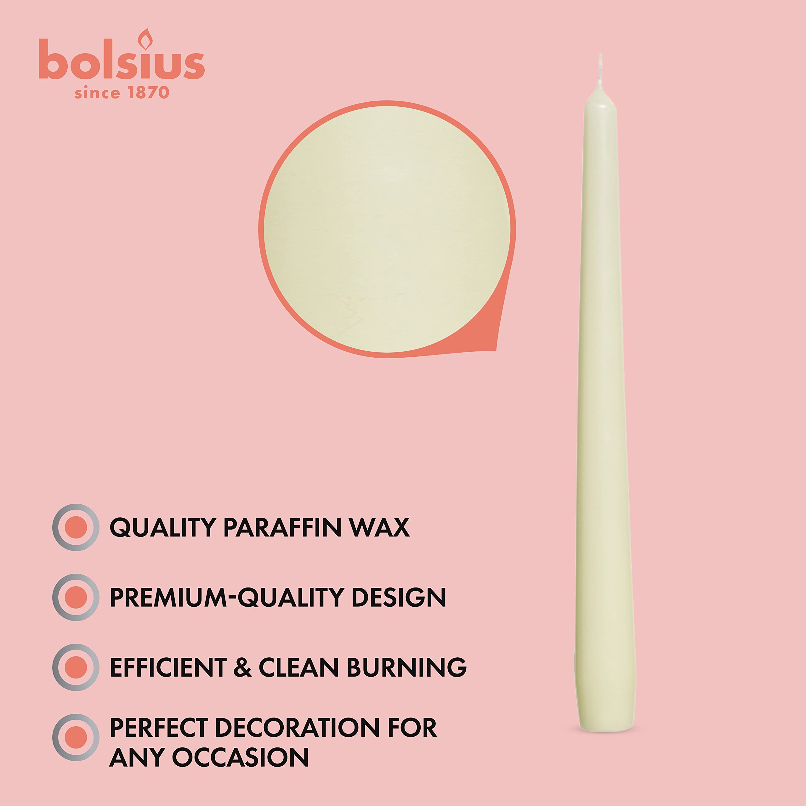 BOLSIUS Long Household Taper Candles - 10-inch Unscented Premium Quality Wax  - Very Good