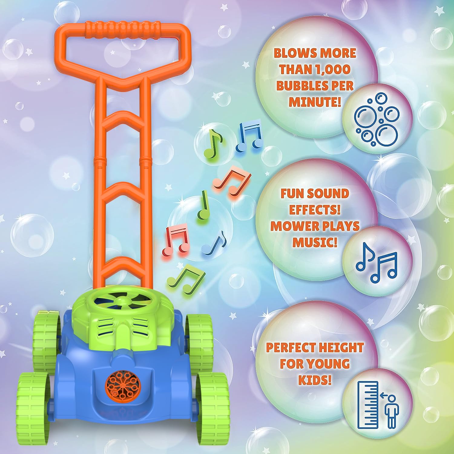 ToyVelt Bubble Lawn Mower for Kids - Automatic Bubble Mower with Music Sounds Best Toddler Boy Toys for Kids Lawn Mower Sports & Outdoor Play Toys for Boys & Girls Ages 3-12 Years Old  - Like New