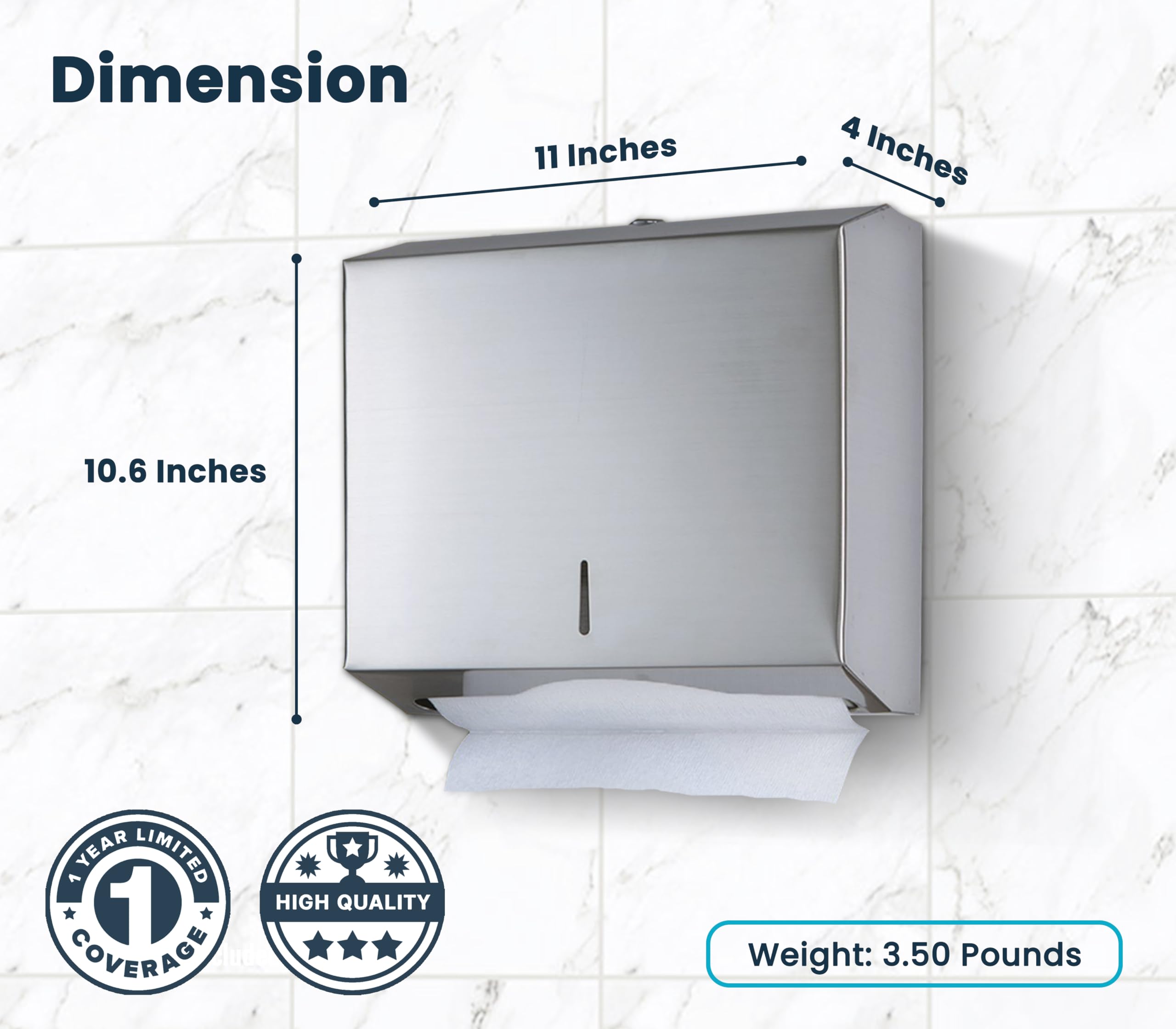 Alpine Commercial Paper Towel Dispenser Wall Mount for Multifold, Trifold & c Fold Paper Towel Holder - Stainless Steel Hand Towel Dispenser for Bathroom & Kitchen  - Very Good