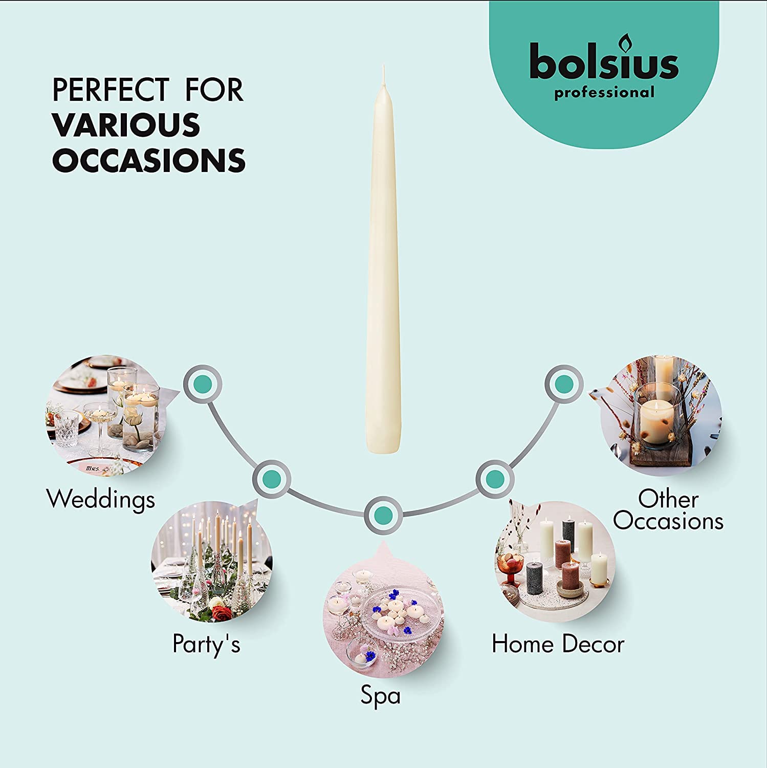 BOLSIUS Ivory Taper Candles 100 Count Bulk Pack - 10 Inch Dinner Candle Set - 7+ Burn Hours - Premium European Quality - Smooth Flame - 100% Cotton Wick - Smokeless & Dripless Household Candlesticks  - Very Good