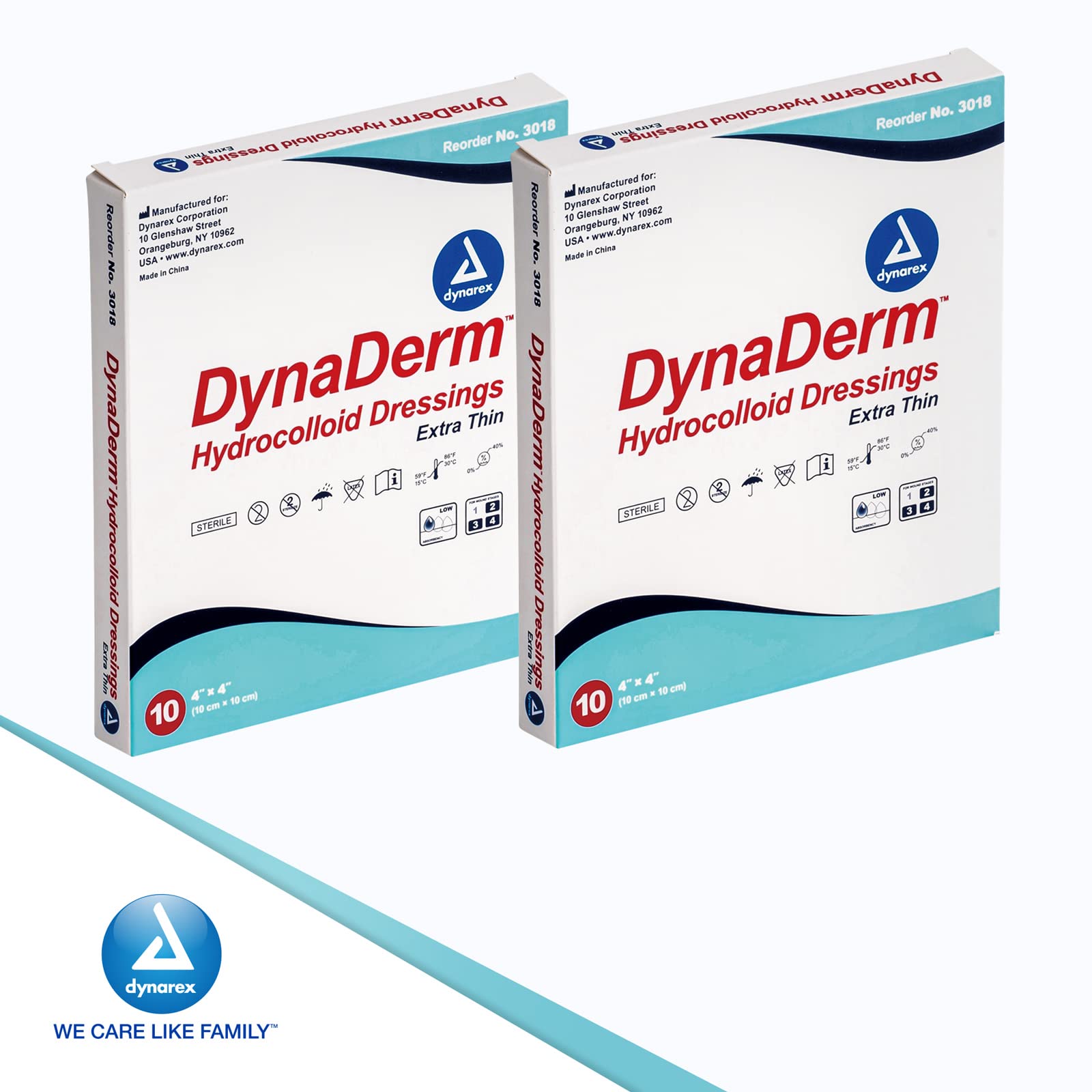 Dynarex Dynaderm Hydrocolloid Dressing, 4 x 4 Inch/10 Count (2)