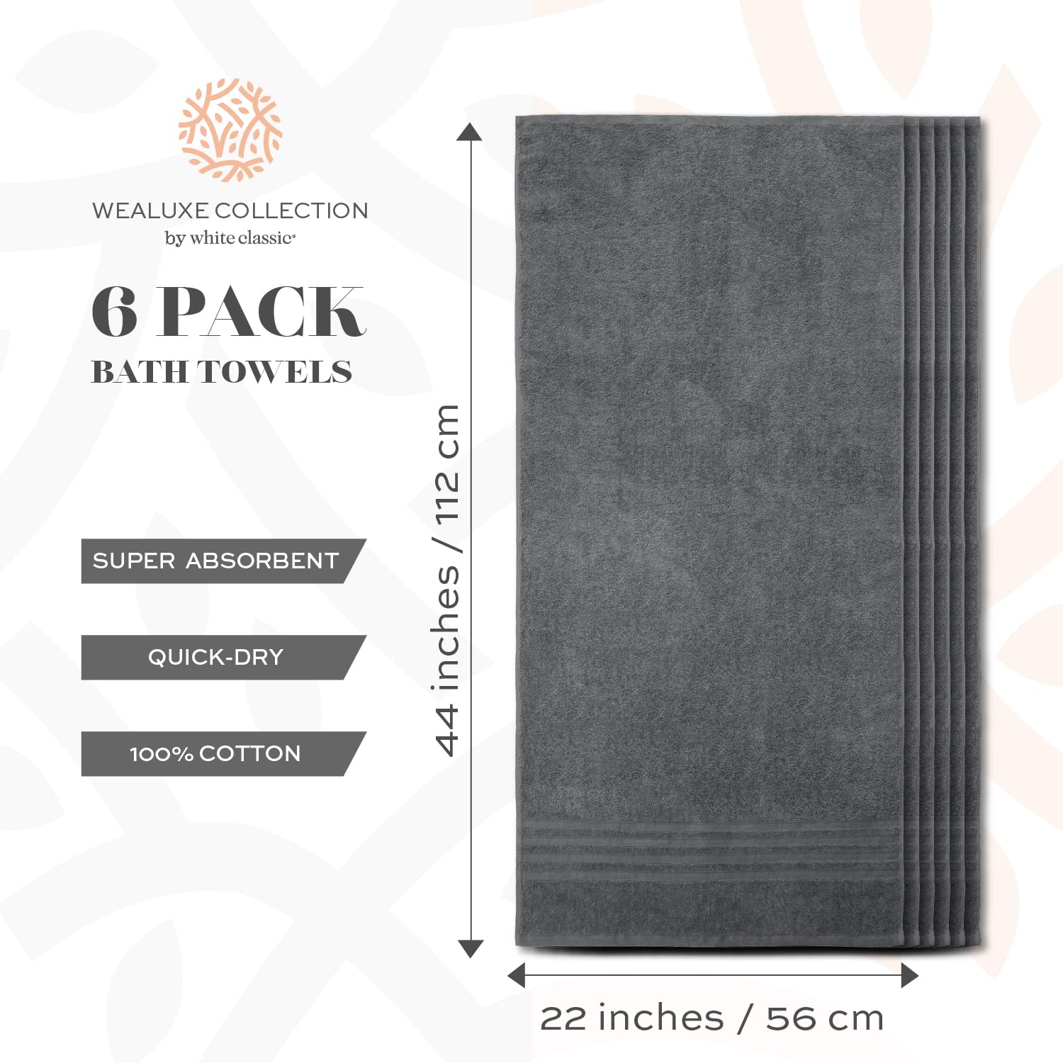 White Classic Wealuxe Cotton Bath Towels for Hotel-Spa-Pool-Gym-Bathroom - Super Soft Absorbent Ring Spun Towels  - Very Good