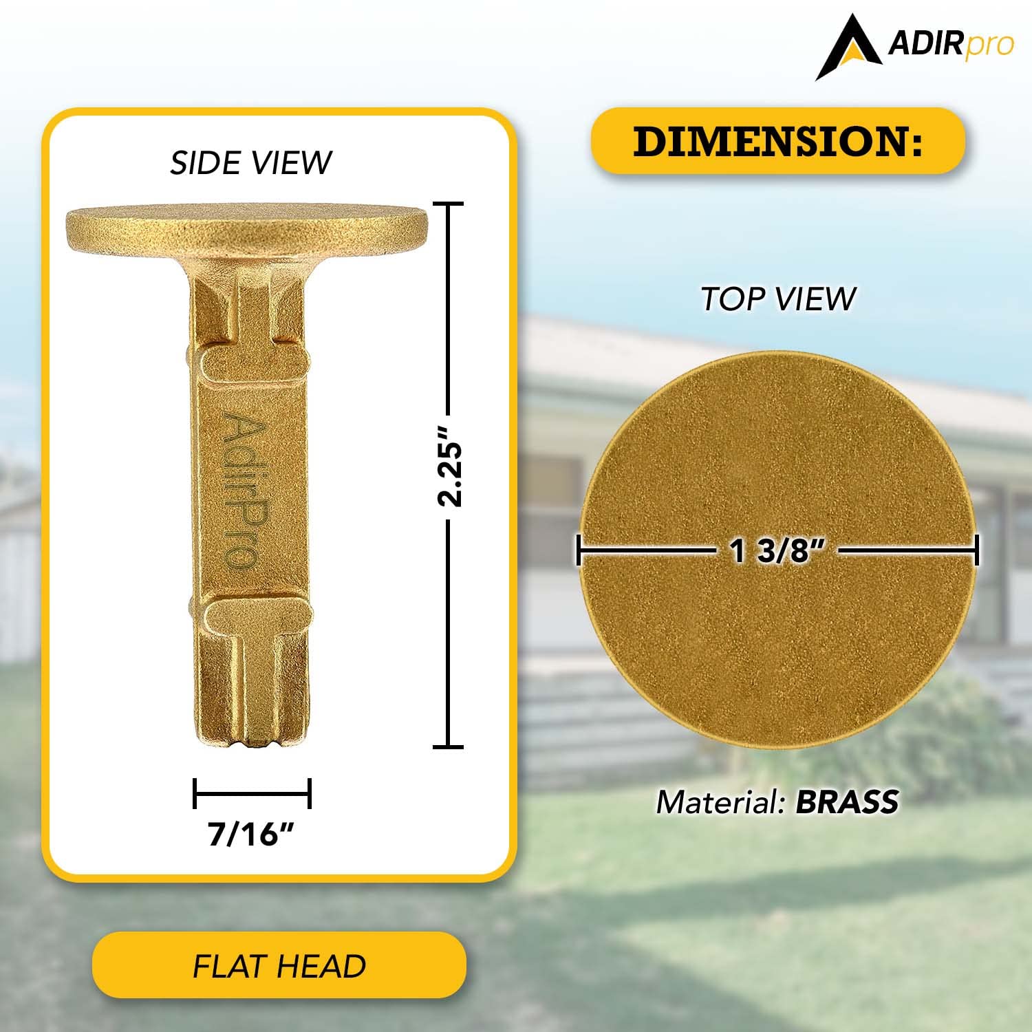 AdirPro Survey Markers – Durable Solid Brass & Low Profile Permanent Boundary Marking Caps/Stakes – for Surveying & Measuring Property & Land Area Variation  - Like New