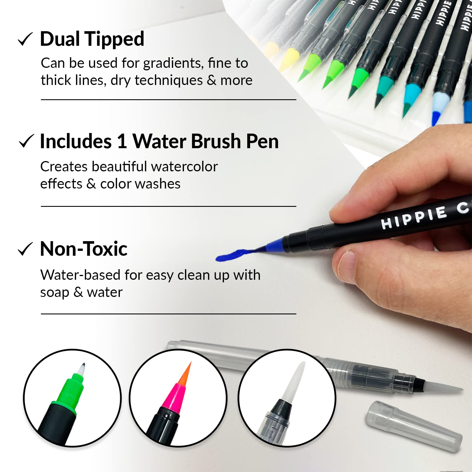 Watercolor Pens Artist Water Coloring Brush Tip Watercolor Markers Painting Set Paint Art Supplies for Adults & Gifts for Artists Watercolor Brush Pens, Water Color Brush Pen & Water Brush Pens  - Like New
