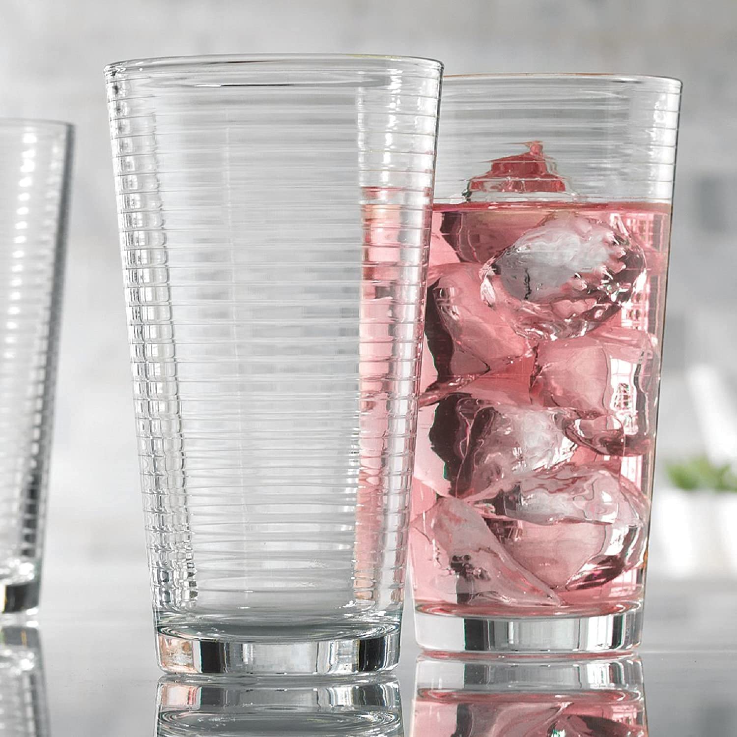 Drinking Glasses Set of Highball Glass Cups By Glavers, Premium Quality Cooler 17 Oz. Ribbed Glassware. Ideal for Water, Juice, Cocktails, and Iced Tea. Dishwasher Safe.…  - Good