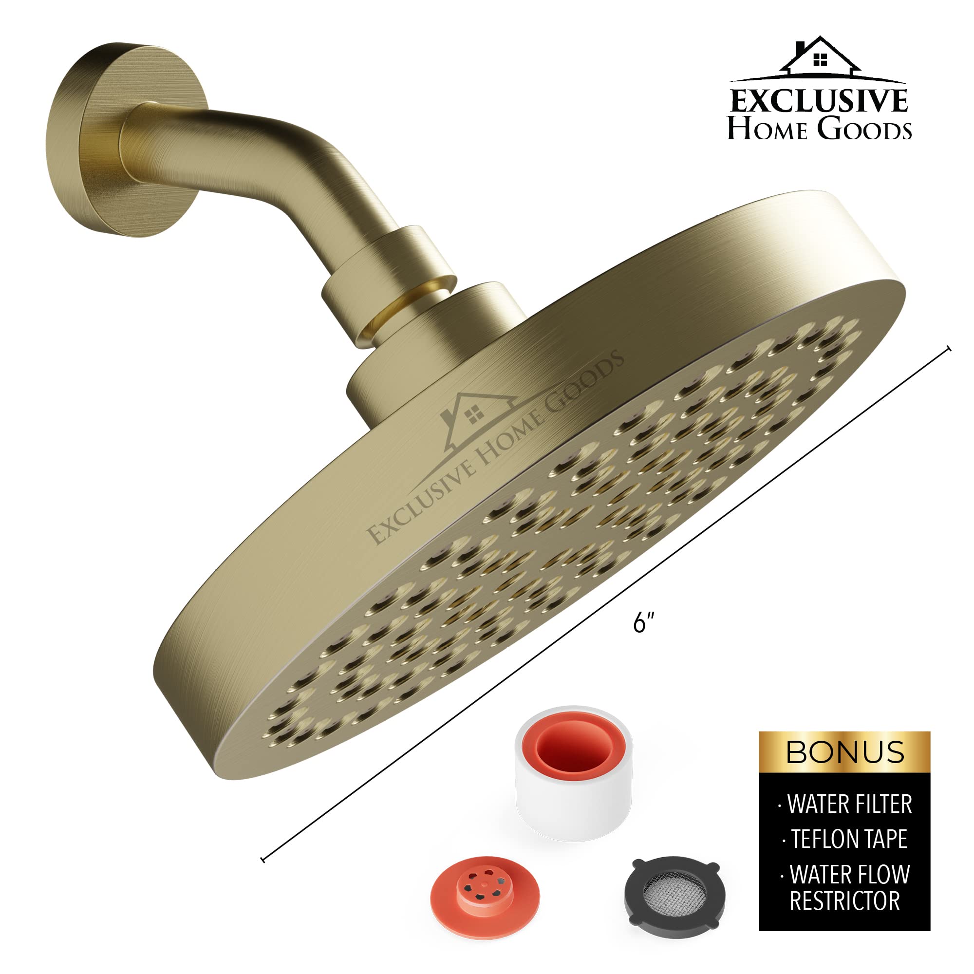 Shower Head High Pressure 6" Rain Showerhead - Rainfall Showerheads with High Flow Water Pressure And Rotation Adjustable Angles Anti-Clogging Shower Head - Luxury Bathroom Shower Heads  - Like New