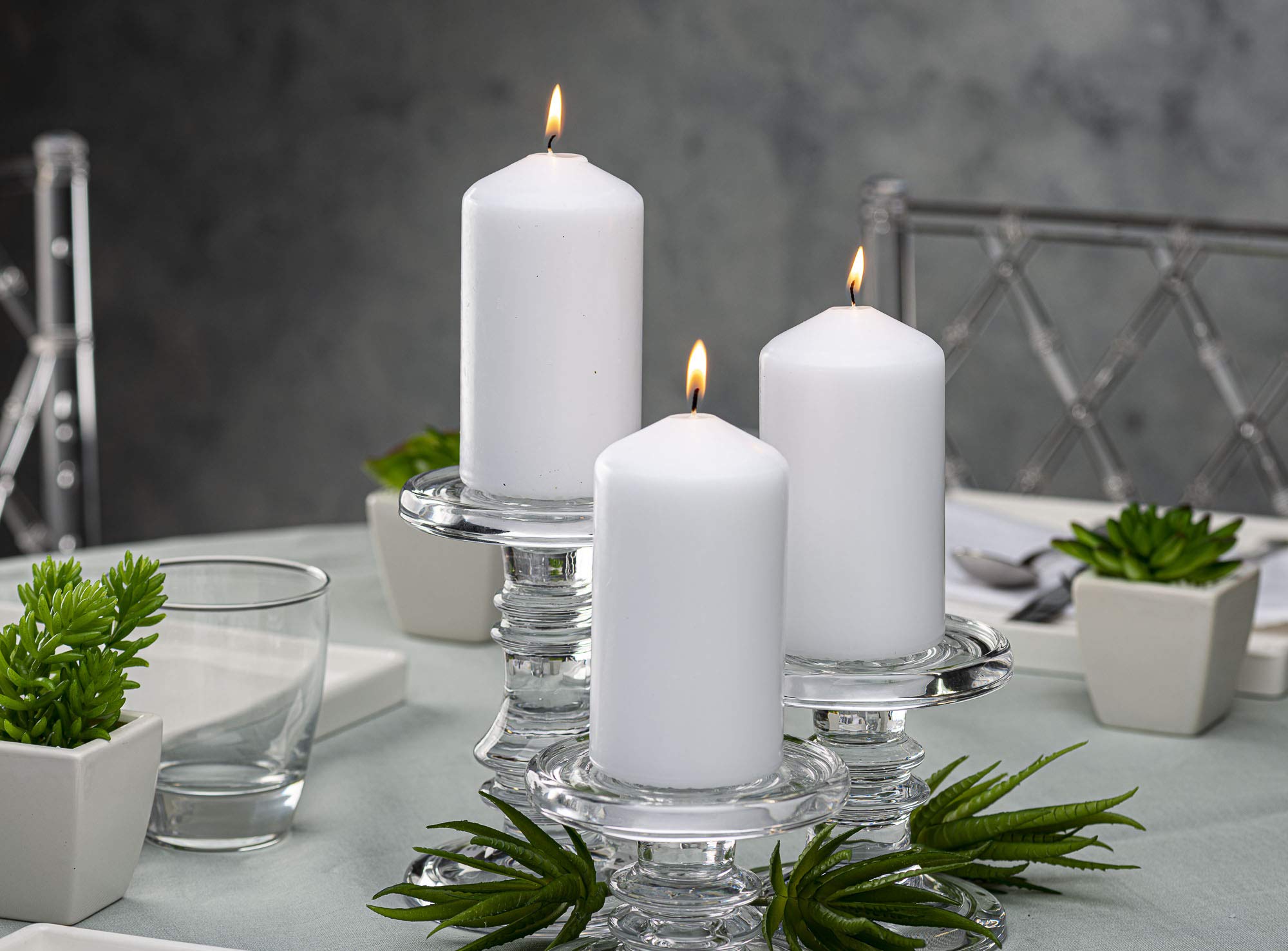 BOLSIUS 12 White Pillar Candles - 2.7 x 5.1 Inches Unscented Candle Set - 43 Hours - Dripless Clean Burning Smokeless Dinner Candle - Perfect for Wedding Candles, Parties and Special Occasions  - Acceptable