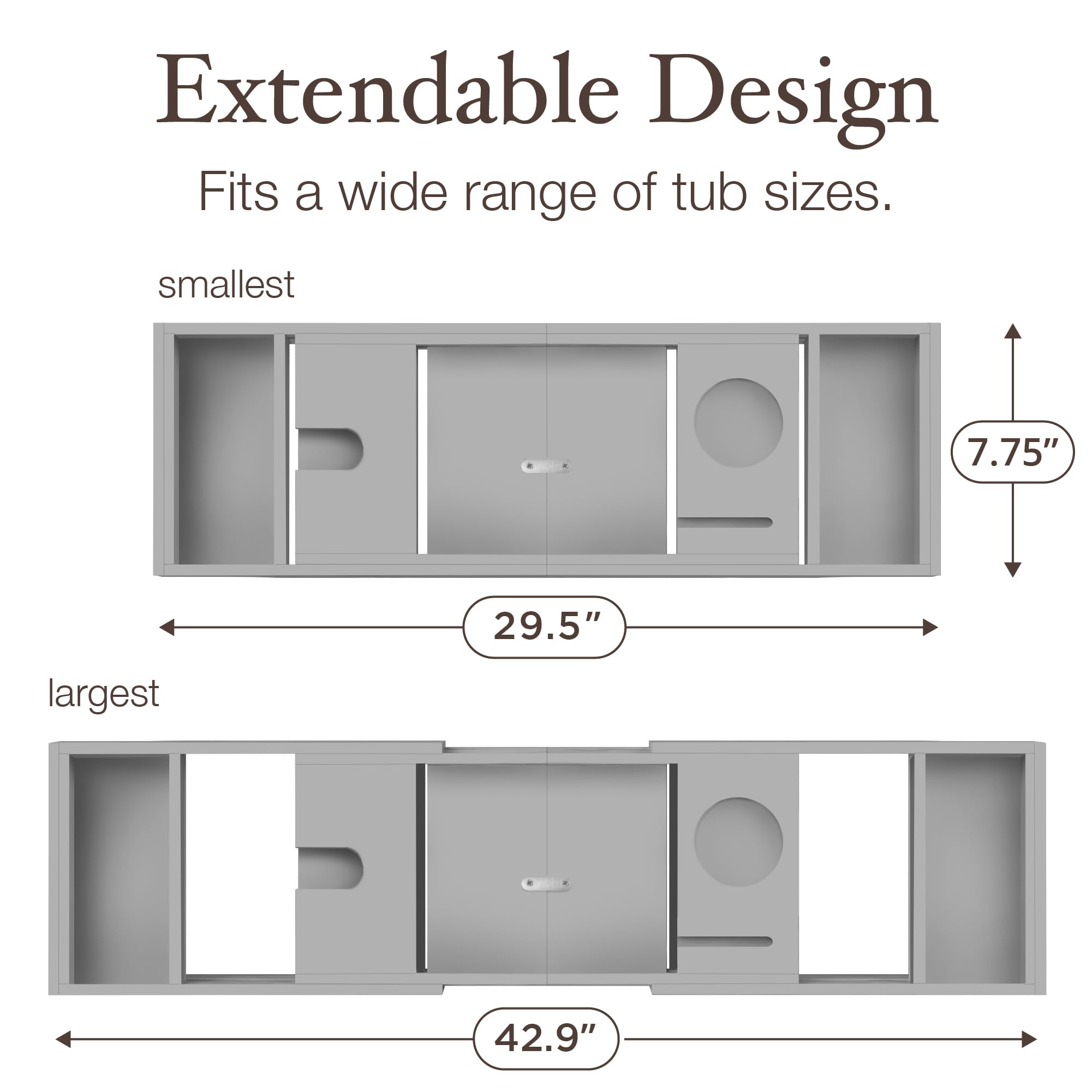 Bamb�si Bathtub Tray Table - Collapsible & Adjustable Bathtub Caddy - Space-Saving Folding Bath Tub Tray - Wood Bathtub Accessories - Unique Valentines Day Gifts for Women or Men (Gray Bamboo)  - Like New