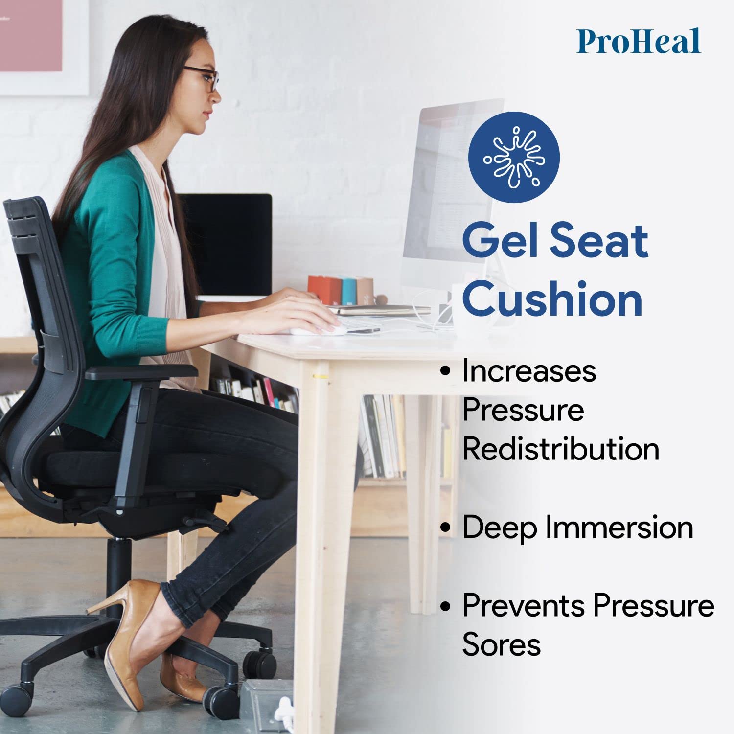 Wheelchair Seat Cushion Gel Infused Foam - Orthopedic, Coccyx, Tailbone Support - High Resilience for Positioning and Stability Prevents Pressure Sores -18" x 16" x 3"  - Like New