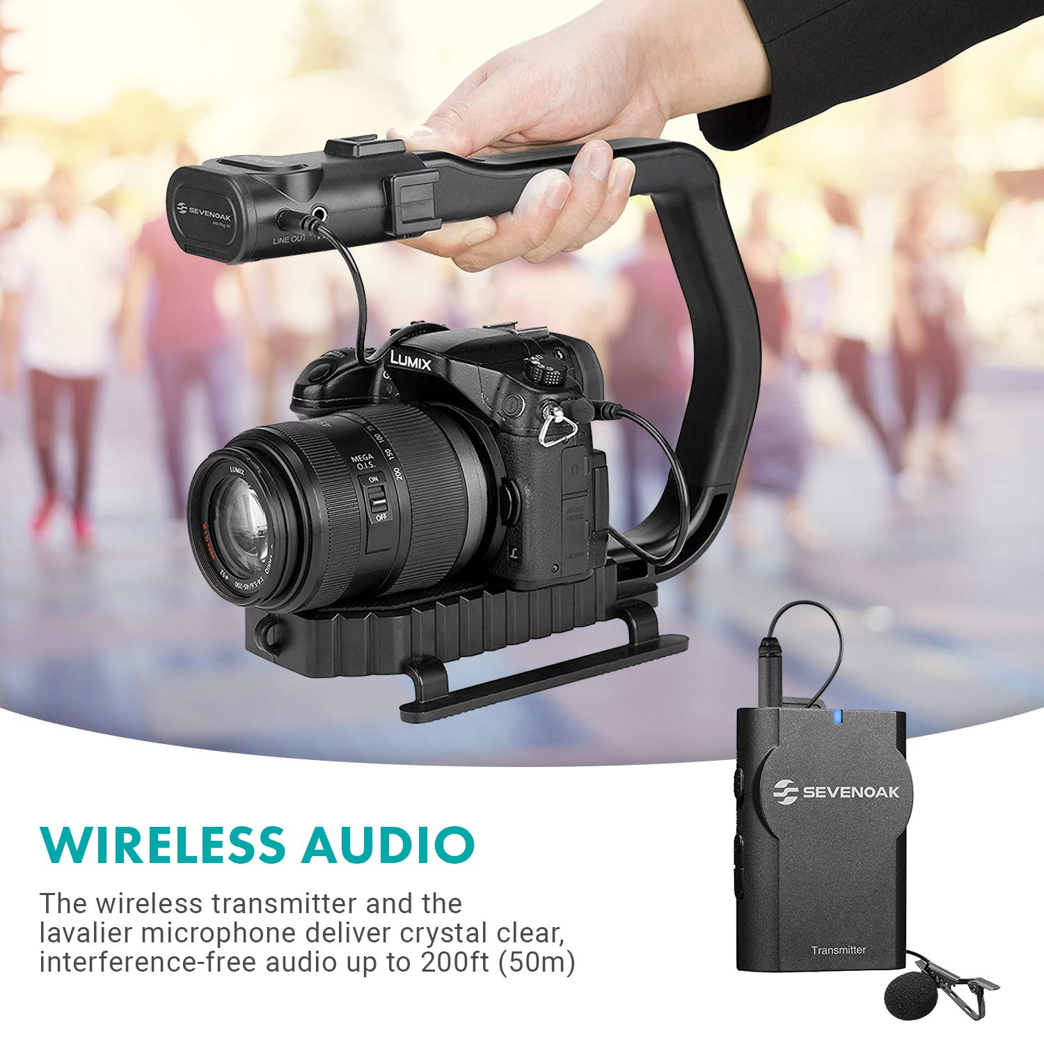 Movo MicRig-W1 Wireless Microphone Filmmaker Kit - Video Handle Stabilizer with Built-in Wireless Lavalier Microphone Compatible with Canon EOS, Nikon, Sony, Panasonic DSLR and Mirrorless Cameras  - Very Good