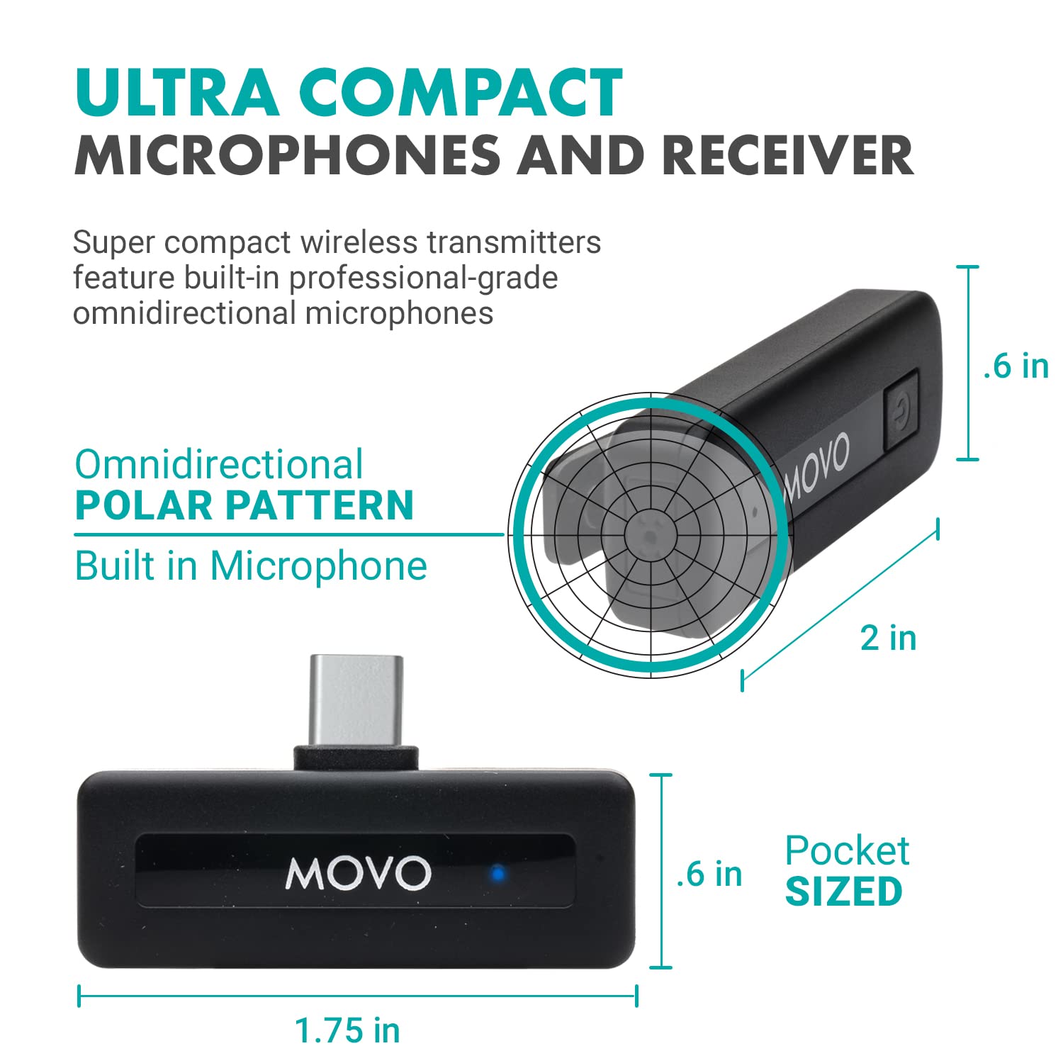 Movo Wireless Mini UC Duo Wireless Microphone for Android - Ultracompact Bluetooth Microphone for Android with Clip on Wireless Lavalier Microphone for Android - (10HR Battery Life, 164ft Range)  - Very Good