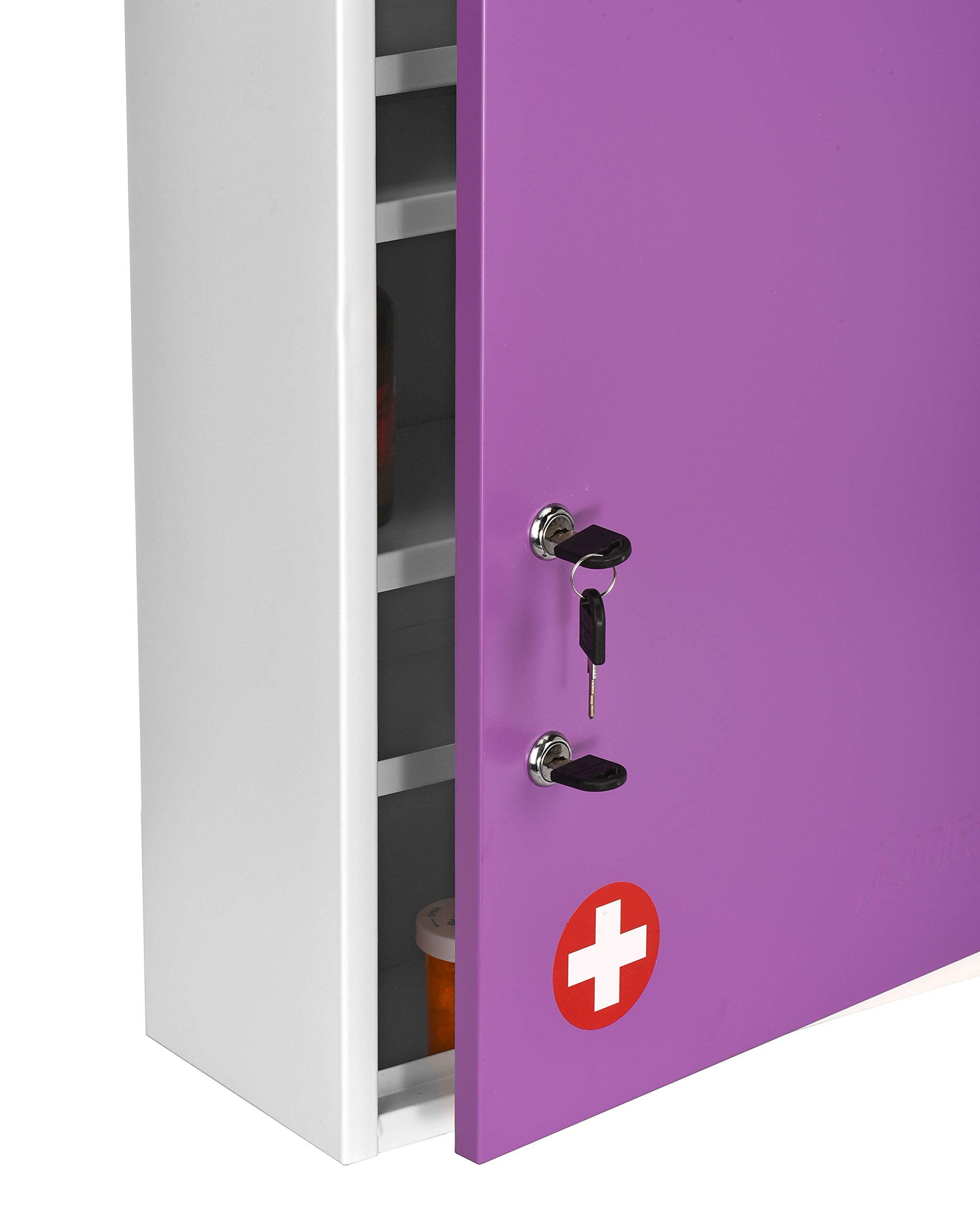 AdirMed Large Dual-Lock Medicine Cabinet – Wall Mounted & Secure Steel Medicine Pills & First Aid Kit & Emeergency Kit Box with Locks for Home Office & School Use Variation  - Very Good