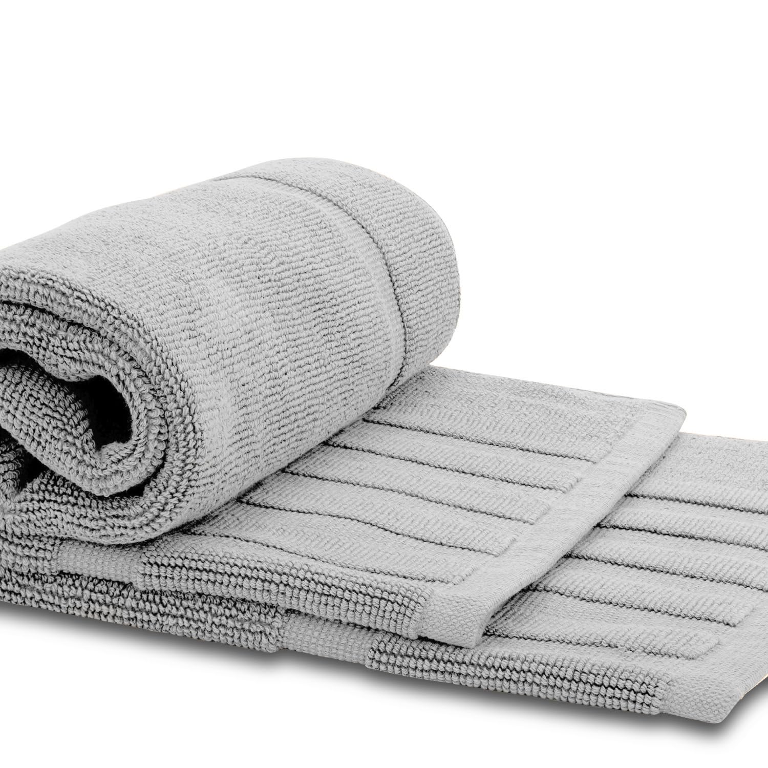 White Classic Luxury Bath Mat Floor Towel Set - Absorbent Cotton Hotel Spa Shower/Bathtub Mats [Not a Bathroom Rug] 22"x34" | 2 Pack | Dolphin Grey  - Like New