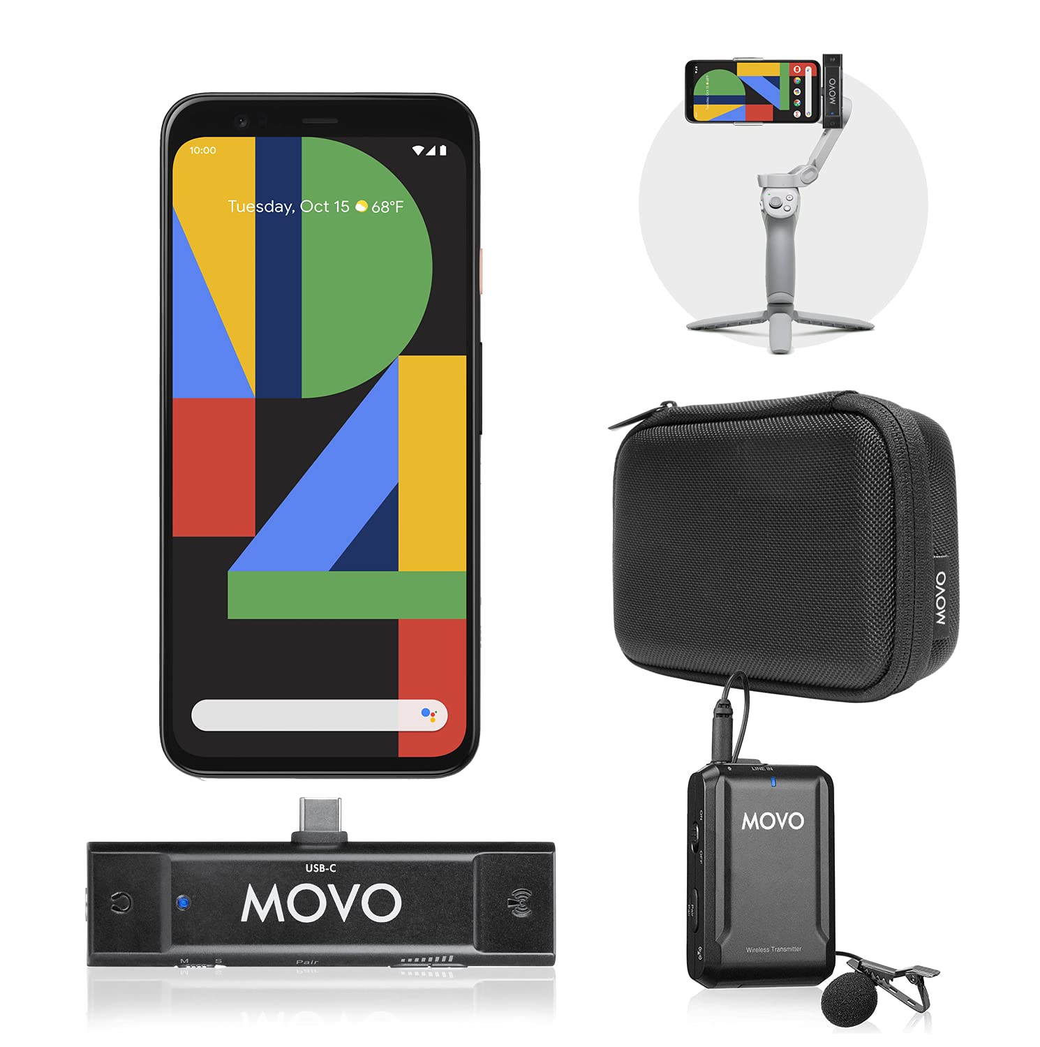 Movo Edge-UC USB Type-C Wireless Lavalier Microphone System - Omnidirectional Lapel Mics Compatible with USB-C Android, Samsung, and DJI OM 4 or 5  - Like New