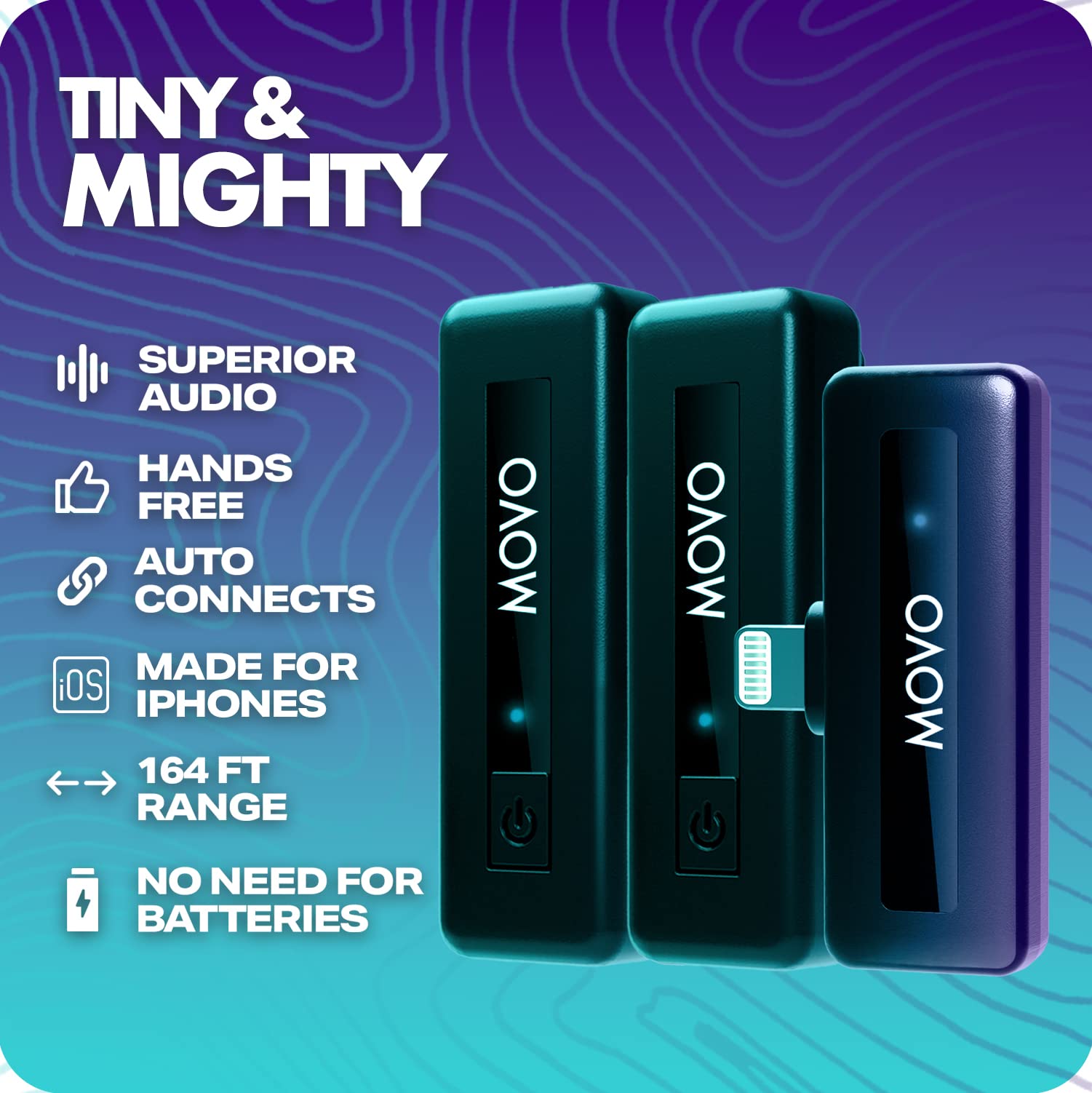 Movo Wireless Mini DI Duo Wireless Microphone for iPhone - iPhone Microphone for Video Recording with Clip on Lavalier Microphone for iPhone 10 HR Battery 164FT Range, Wireless Mic for iPhone  - Good