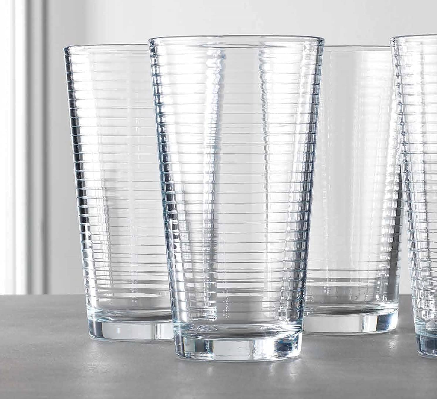 Drinking Glasses Set of Highball Glass Cups By Glavers, Premium Quality Cooler 17 Oz. Ribbed Glassware. Ideal for Water, Juice, Cocktails, and Iced Tea. Dishwasher Safe.…  - Good