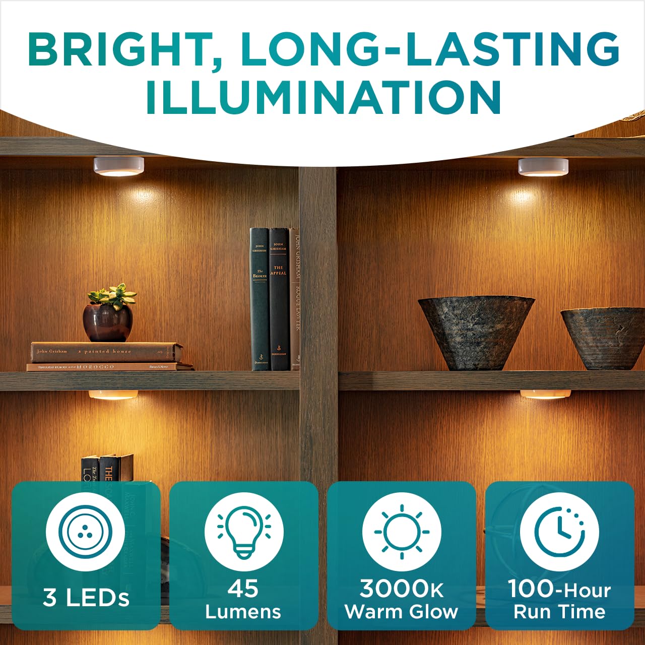 Brilliant Evolution Ultra Thin Wireless LED Puck Light | LED Under Cabinet Lighting | Closet Light | Battery Powered Lights | Under Counter Lighting | Stick On Tap Lights  - Like New