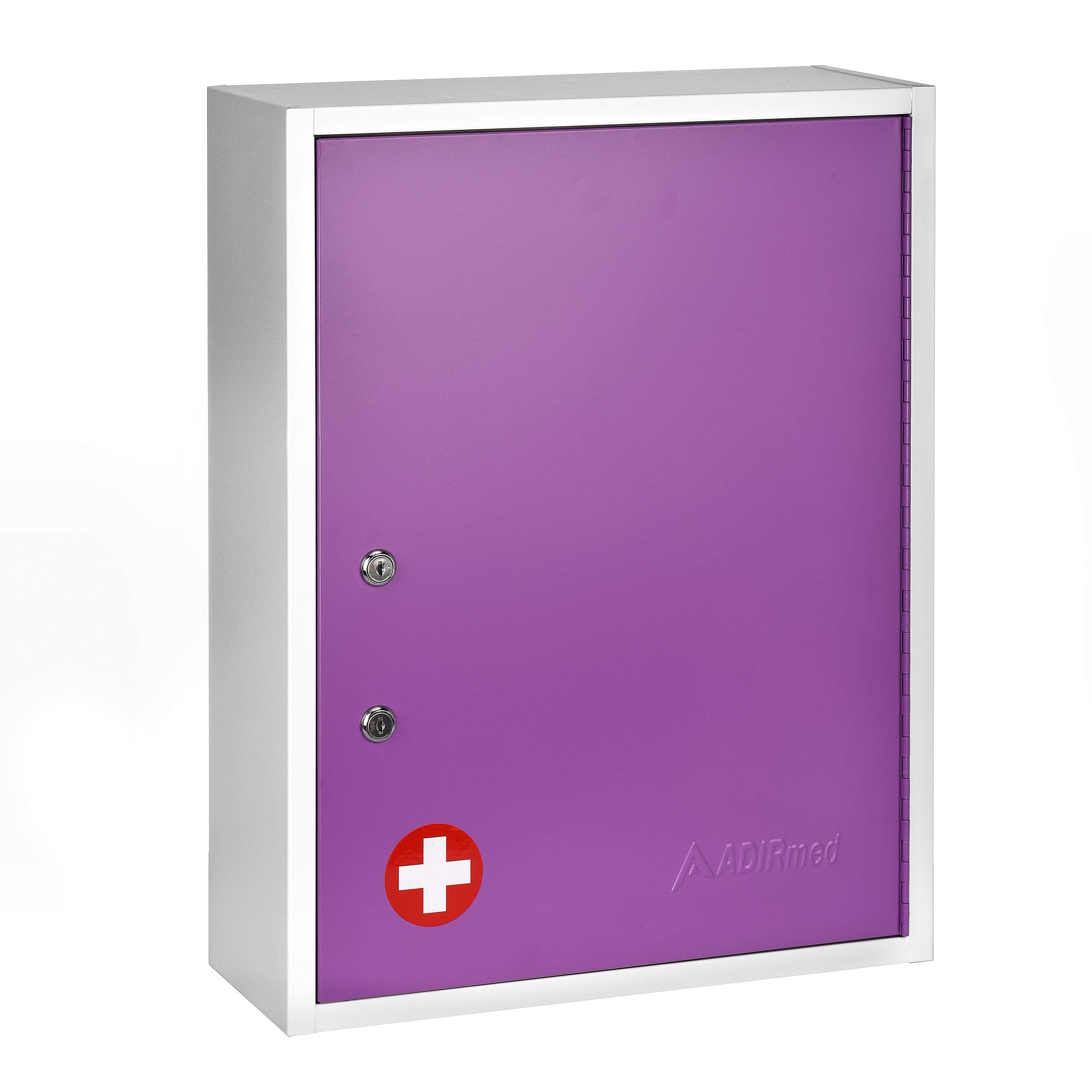 AdirMed Large Dual-Lock Medicine Cabinet – Wall Mounted & Secure Steel Medicine Pills & First Aid Kit & Emeergency Kit Box with Locks for Home Office & School Use Variation  - Very Good