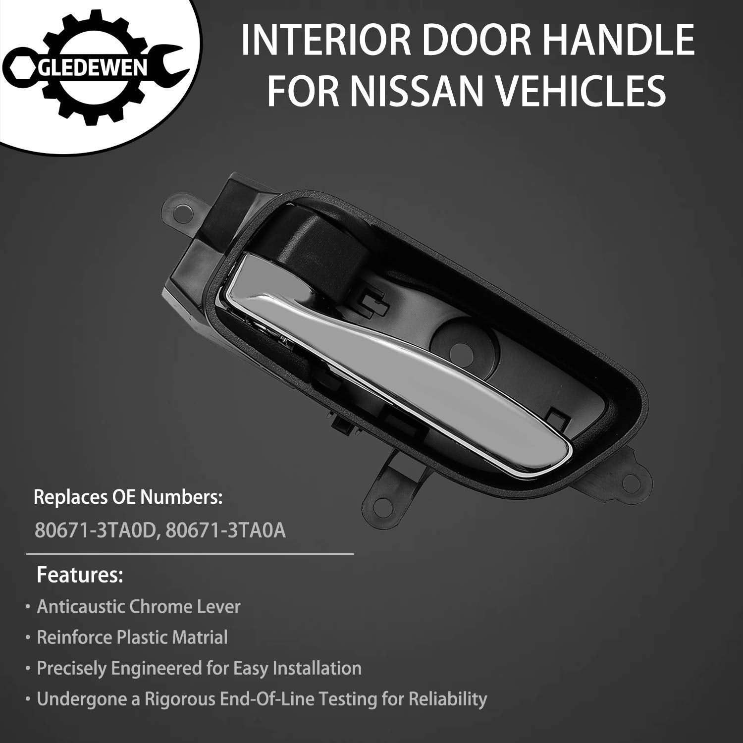 Gledewen Interior Door Handle for 2013-2017 Nissan Altima Pathfinder, 2015 2017 Nissan Titan, 2016-2017 Titan XD, 2015-2017 Nissan Murano  - Very Good