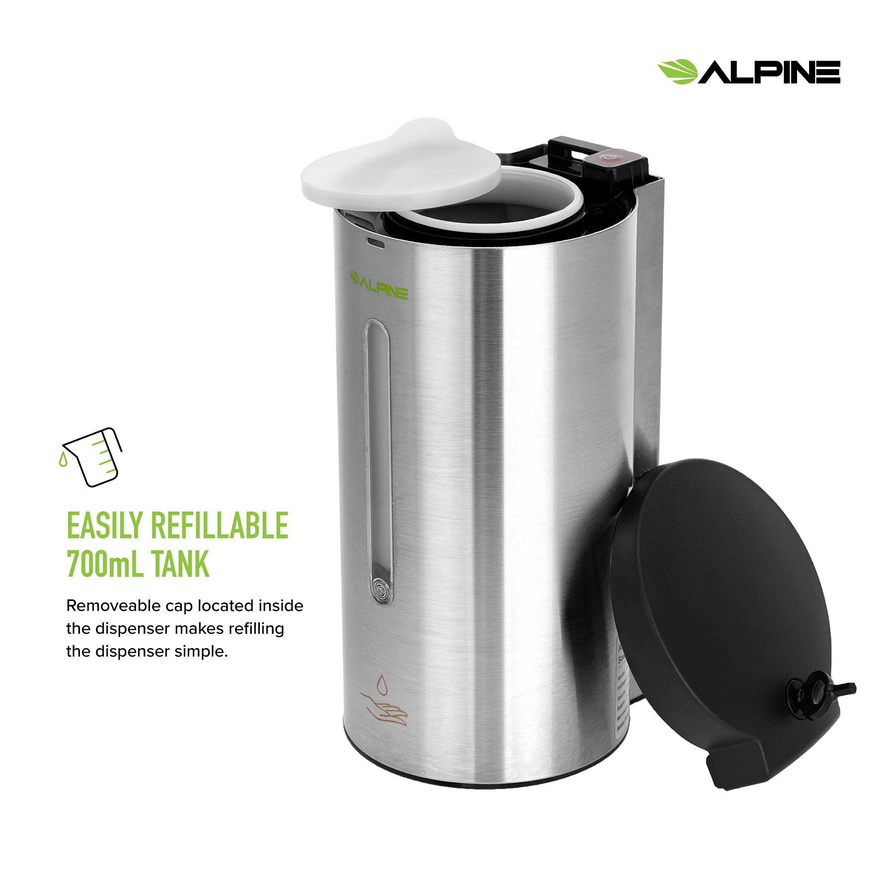 Alpine Automatic Soap Dispenser - Touchless Hand Sanitizer Liquid/Gel Dispenser - for Restaurant, Hospital, School, Hotel, Kitchen, and Bathroom-700mL(Stainless Steel)  - Good