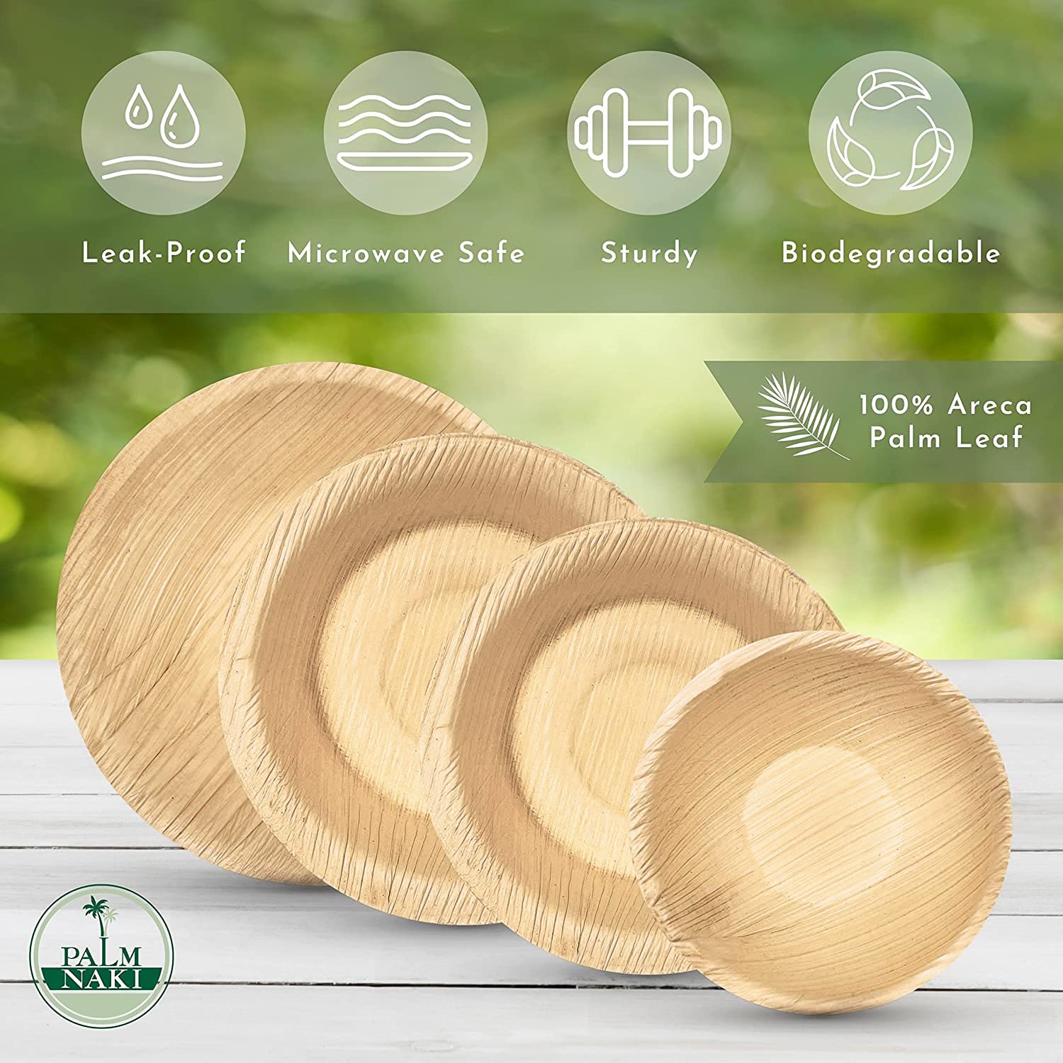 PALM NAKI Round Palm Leaf Bowls 5 Inch (25 Count) - Disposable Dinnerware, Compostable and Biodegradable Bowls (5" Bowls)  - Like New