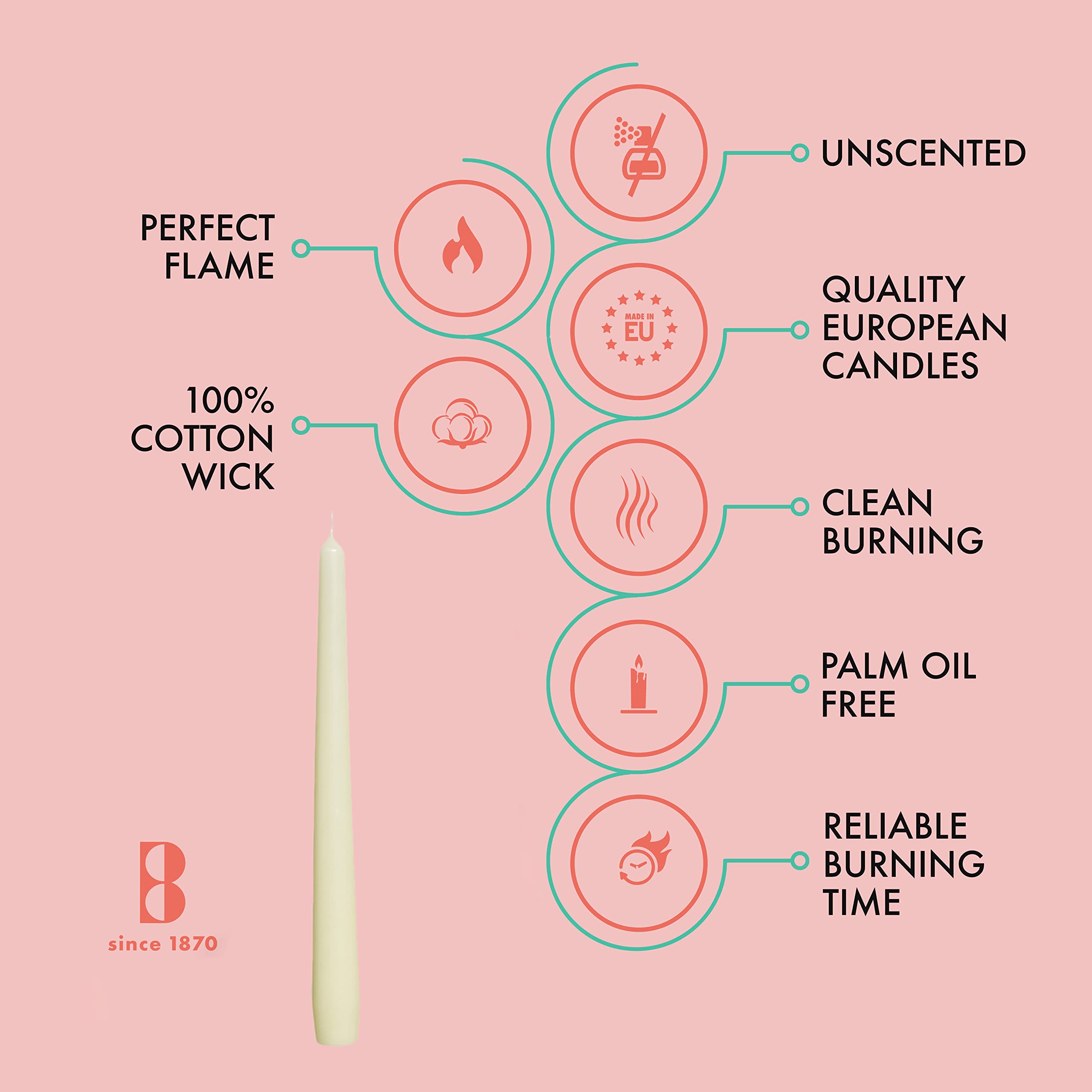 BOLSIUS Long Household Taper Candles - 10-inch Unscented Premium Quality Wax  - Very Good