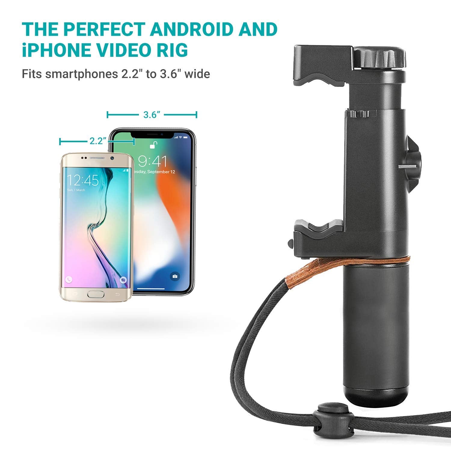 Movo PR-1 Smartphone Grip Handle Rig with Wrist Strap, Tripod Mount and Cold Shoe Mount for Lights and Microphones - for iPhone, Samsung, HTC, LG, Google, Android  - Very Good