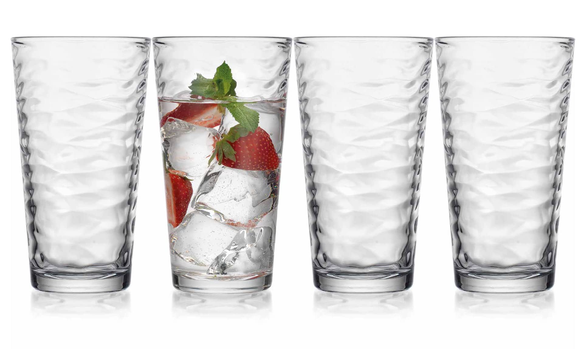 Glaver's Drinking Glasses Set of 4 Highball Glass Cups, 17 Oz. Basic Cooler Glassware, ideal for Water, Juice, Cocktails, Iced Tea and more. Dishwasher Safe.  - Acceptable