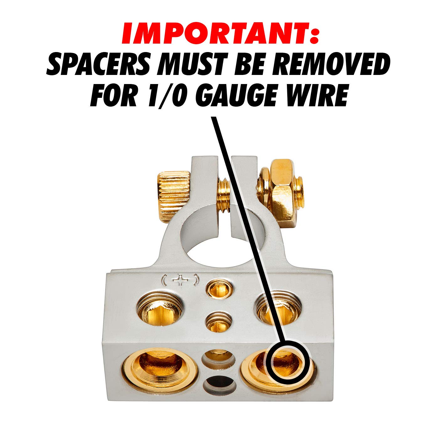 InstallGear 0/4/8 or 10 Gauge Battery Terminals with Shims - Positive and Negative - for Battery Pack, Car Battery Terminal, Battery Terminal Connectors, 0 Gauge, 4 Gauge, 8 Gauge, and 10 Gauge Wires  - Very Good