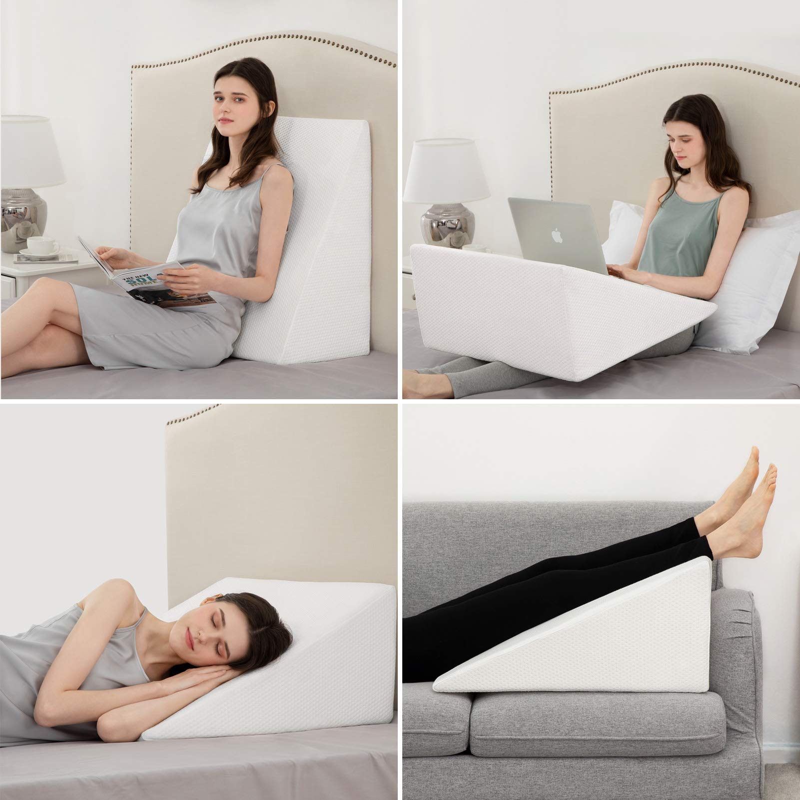 Therapeutic Wedge Pillow Foam Bed Wedge Pillow Reading Pillow Back Support Wedge Pillow - for Back and Legs Support  - Like New