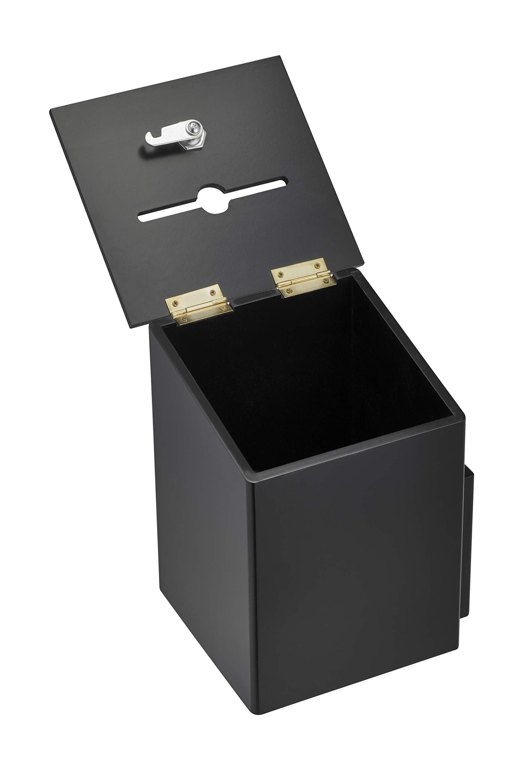 AdirOffice Square Wood Suggestion Box - Wall Mountable - with Lock & Chained Pen - Donation, Collection, Ballot, Key Drop,  - Like New