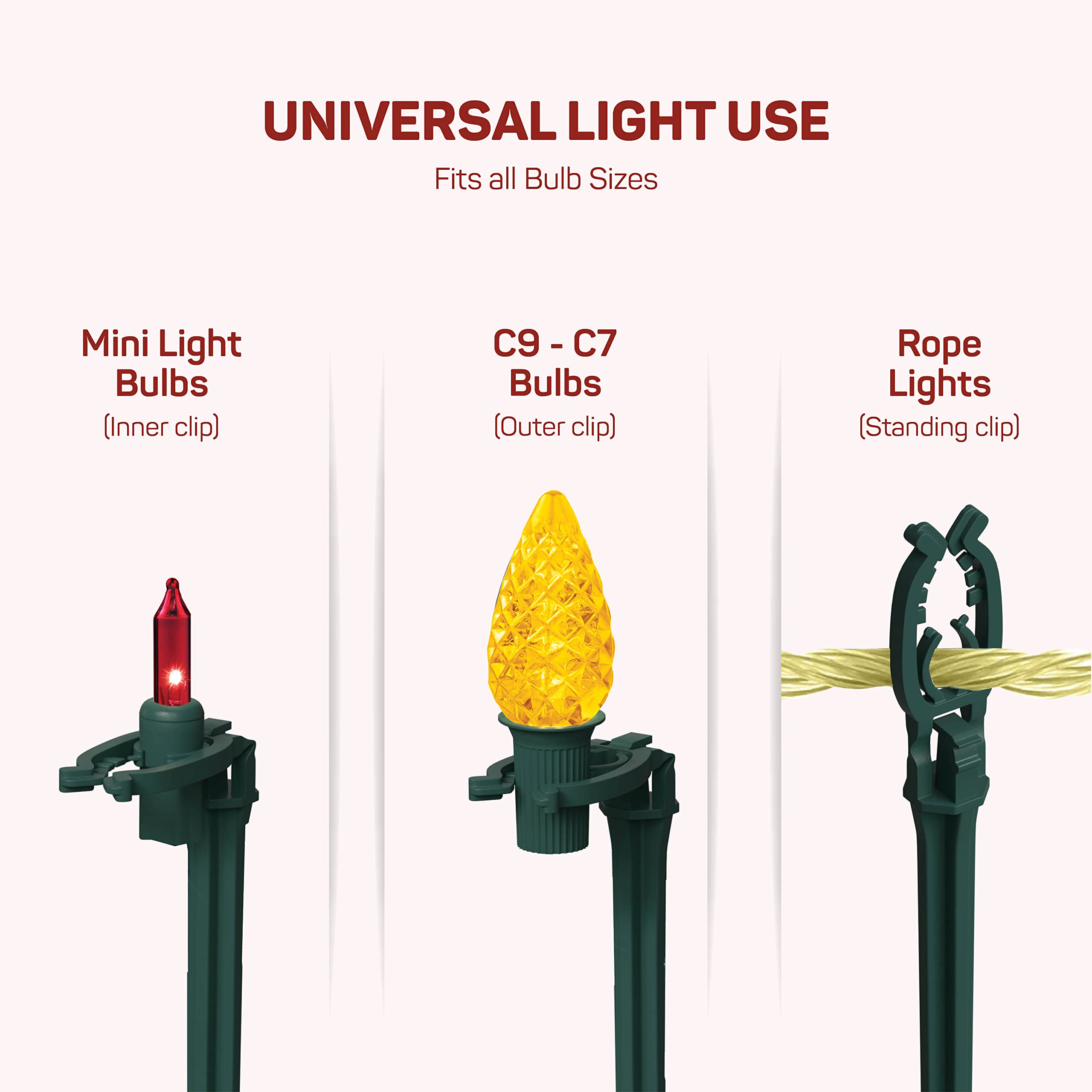Christmas Light Yard Stakes [Set of 50] Outdoor Light Stakes - 8.5" Tall - Universal Christmas Pathway Lights On Yards, Driveways - Christmas Yard Stakes - Driveway Christmas Light Stakes - USA Made  - Like New