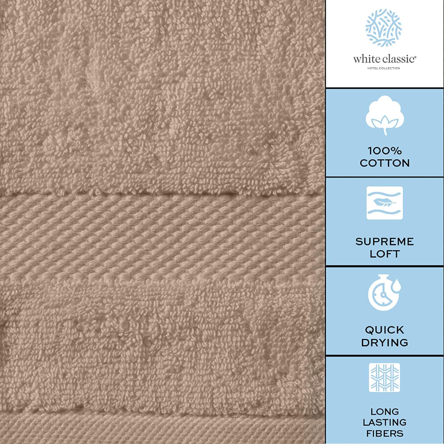 White Classic Luxury Bath Towels Set of 4 Large - 700 GSM Cotton Ultra Soft Bath Towels 27x54 | Highly Absorbent and Quick Dry | Hotel Towels for Bathroom Luxury, Plush Shower Towels, Taupe  - Like New