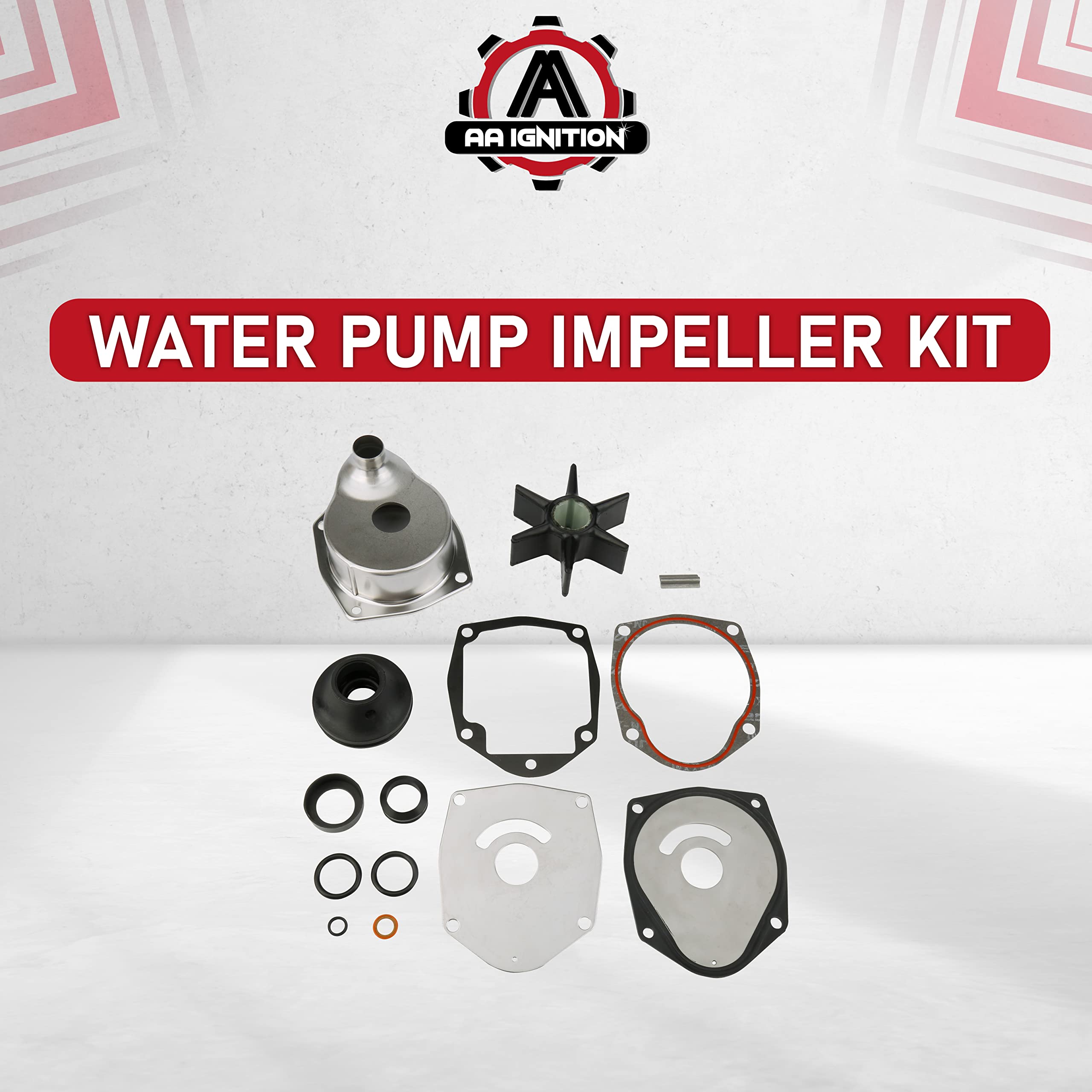 Water Pump Impeller Kit - Compatible with Mercury Marine and Mercruiser - 1991-2021 - Replaces 817275Q05, 817275T4, 18-3147, 9-48315, 12414 - Alpha One Gen 2 Engines - Stern and Vazer Drives  - Very Good