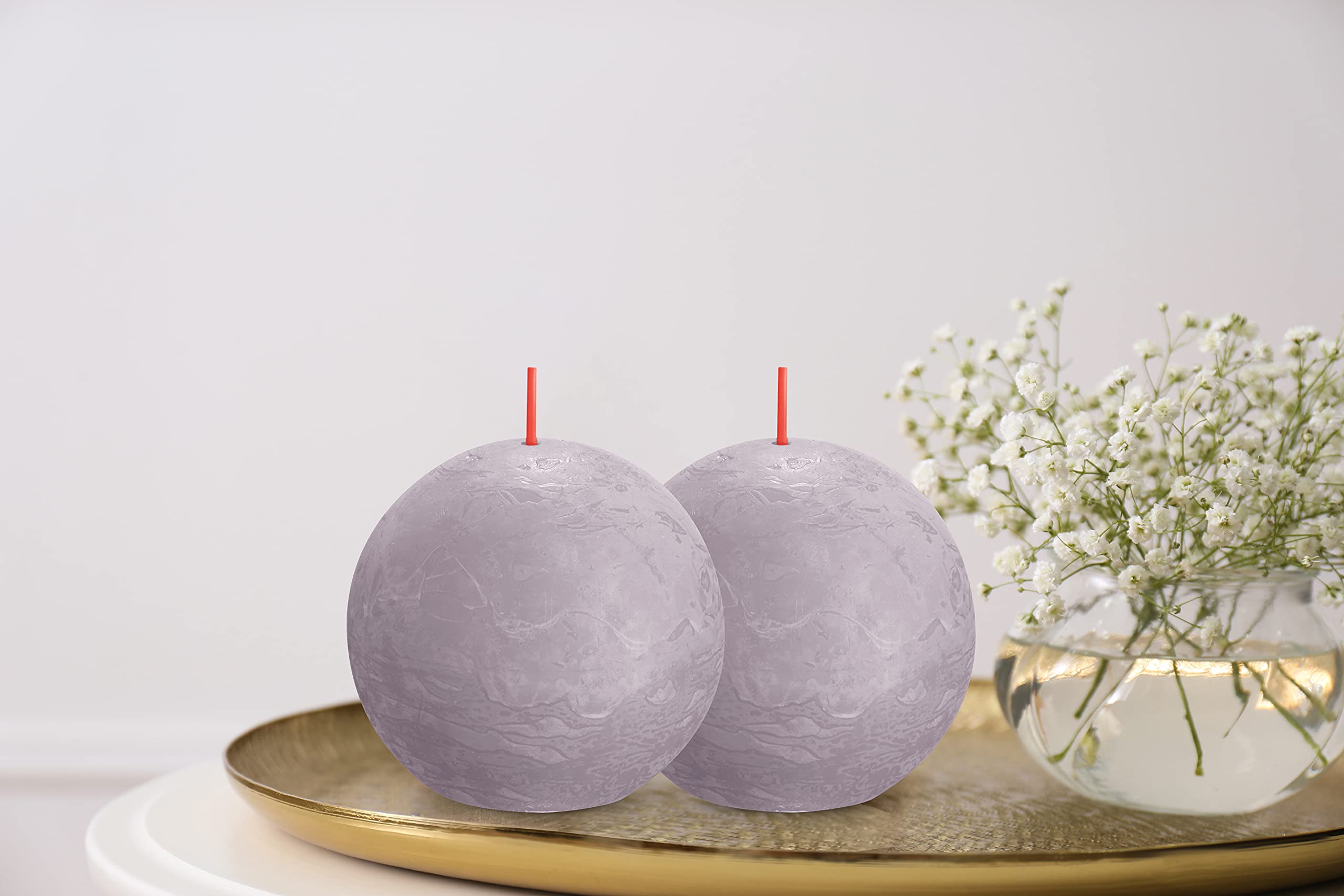 BOLSIUS 3 Pack Frosted Lavender Rustic Ball Pillar Candles - 3 Inch - Premium European Quality - Includes Natural Plant-Based Wax - Unscented Dripless Smokeless 25 Hour Party D�cor Candles  - Collectible Very Good