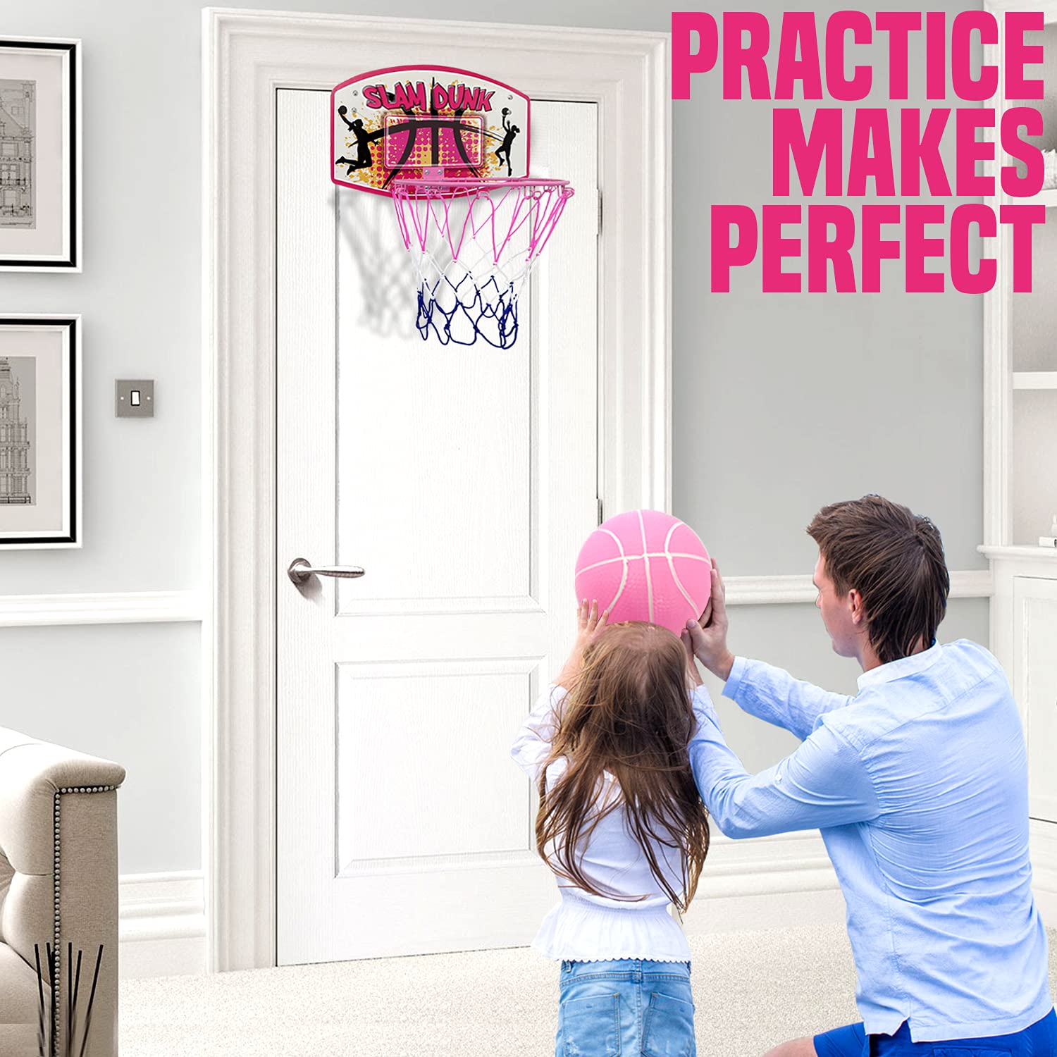 Bundaloo Over The Door Basketball Game - Mini Hoop Shooting Activity for Kids  - Like New