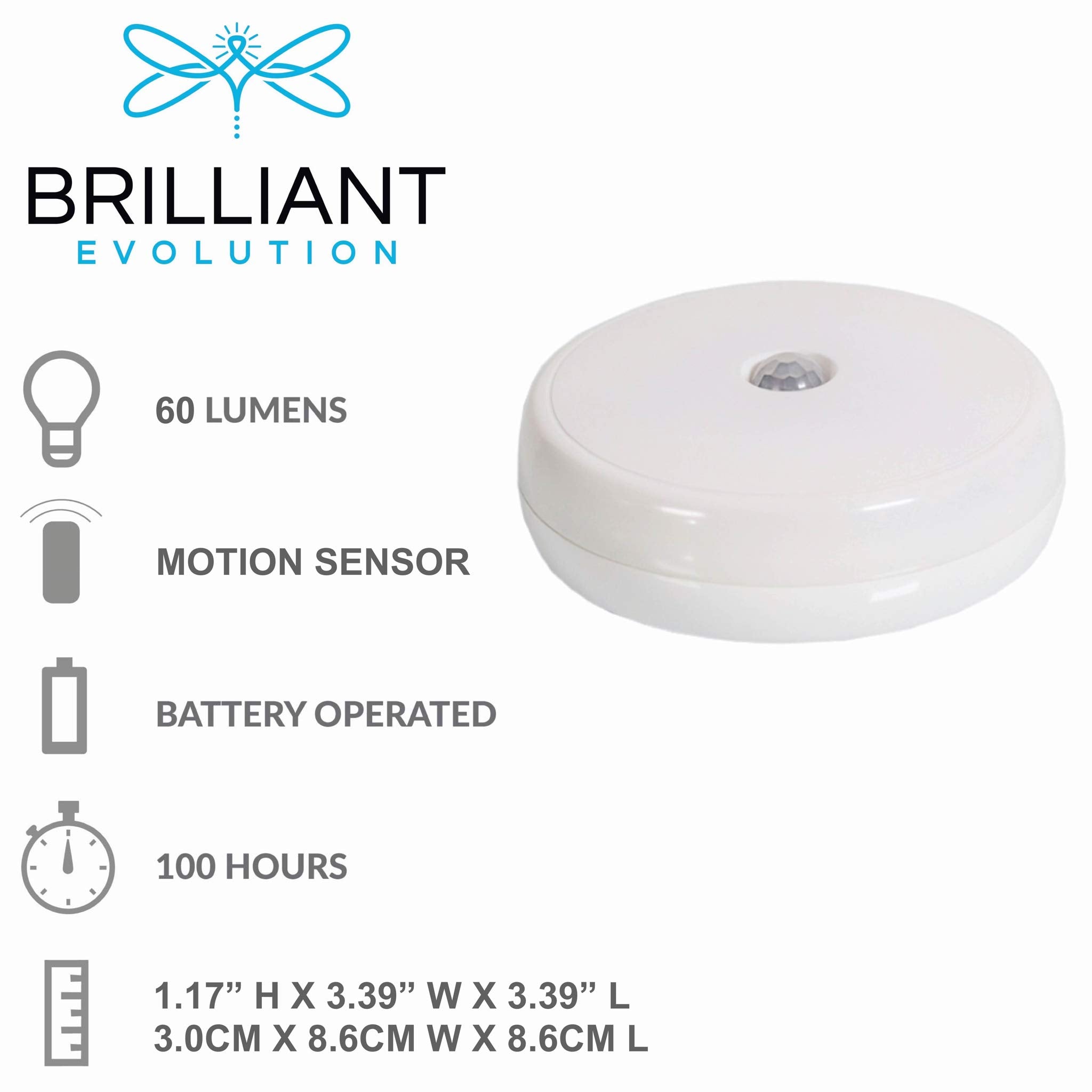 Brilliant Evolution Wireless LED Motion Sensor Light | LED Closet Light | Portable Battery Operated Light | Motion Activated Indoor Hallway Stair Light | Night Light | Wall Light  - Good