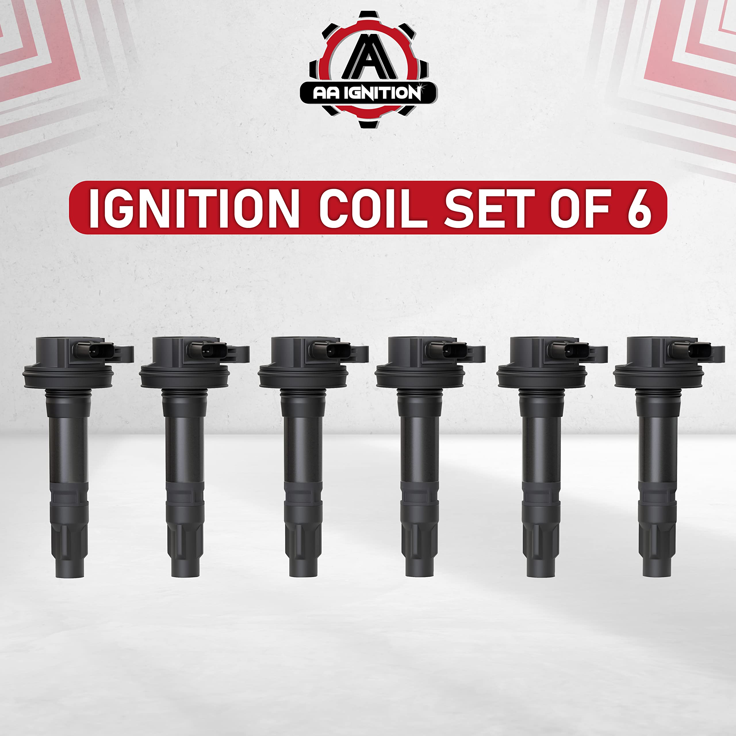 Ignition Coil Pack Set of 6 - Compatible with Ford, Mercury, Mazda & Lincoln Vehicles - 3.5L, 3.7L V6 Edge, F150, Explorer, Mustang, Taurus X, MKZ - Replaces 7T4E-12A375-EE, DG520, 7T4Z12029E, DG-520  - Very Good