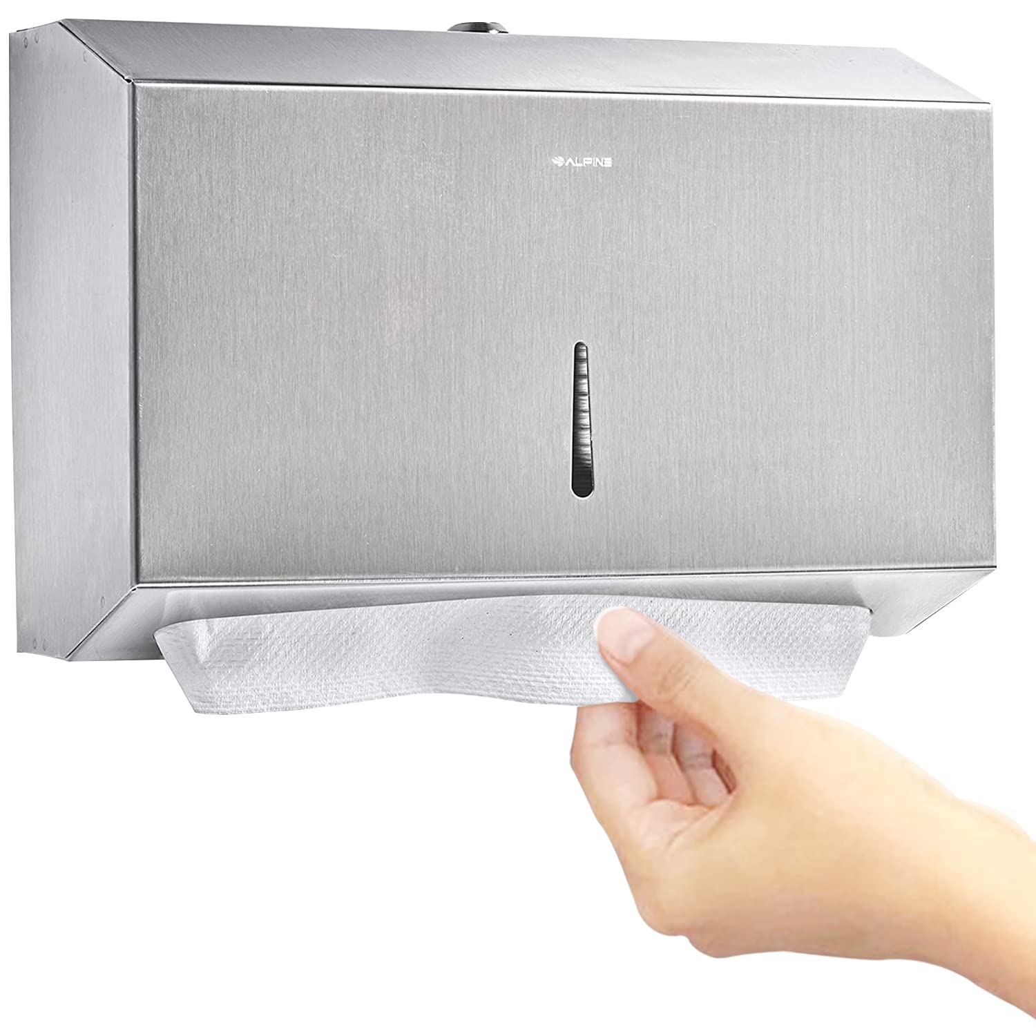 Alpine Paper Towel Dispenser Wall Mount for C Fold, Trifold & Multifold Paper Towels - Stainless Steel Hand Towel Dispenser for Commercial & Residential Use  - Like New