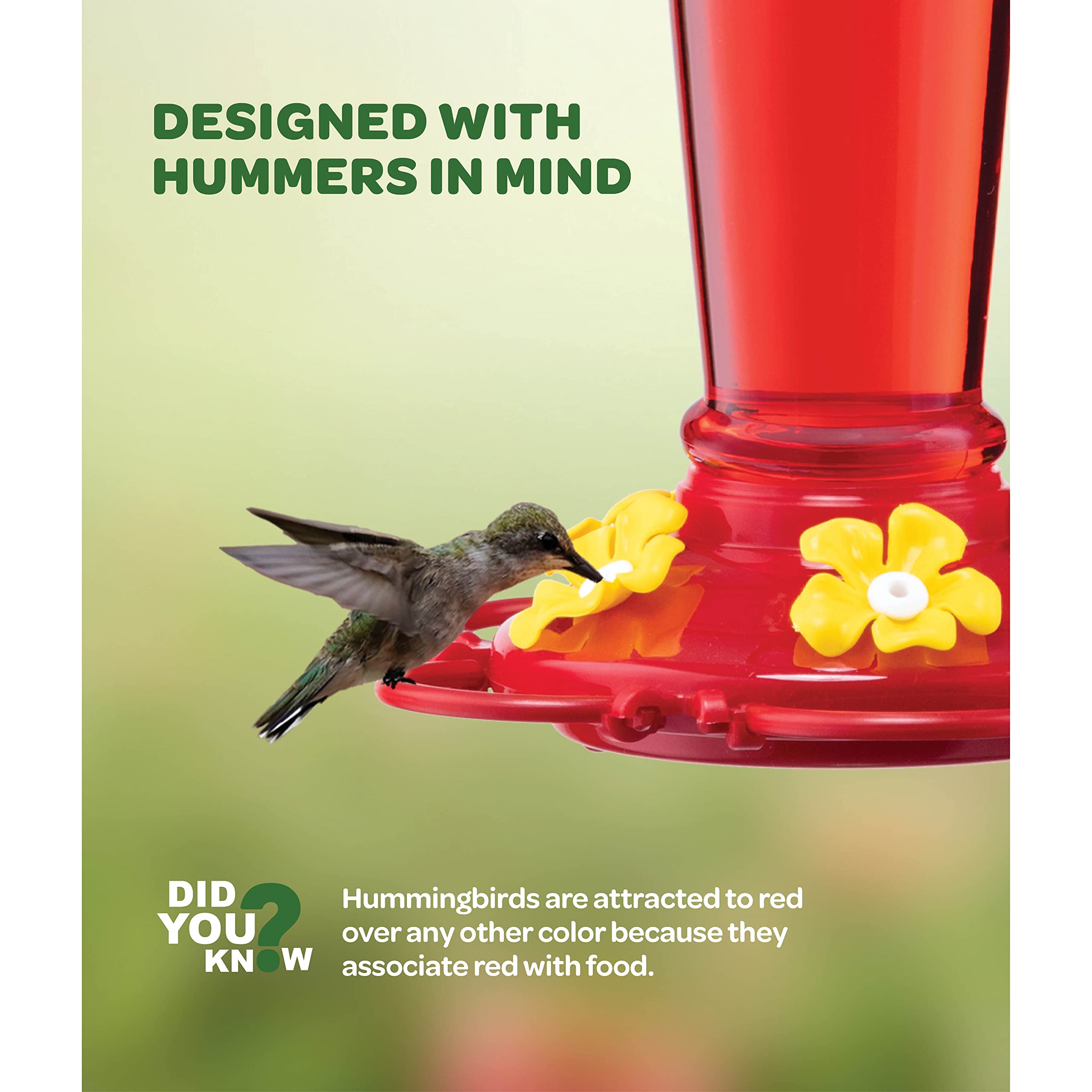 Hummingbird Feeder 10 oz [Set of 2] Plastic Feeders for Outdoors, with Built-in Ant Guard - Circular Perch with 5 Feeding Ports - Wide Mouth for Easy Filling/2 Part Base for Easy Cleaning  - Like New