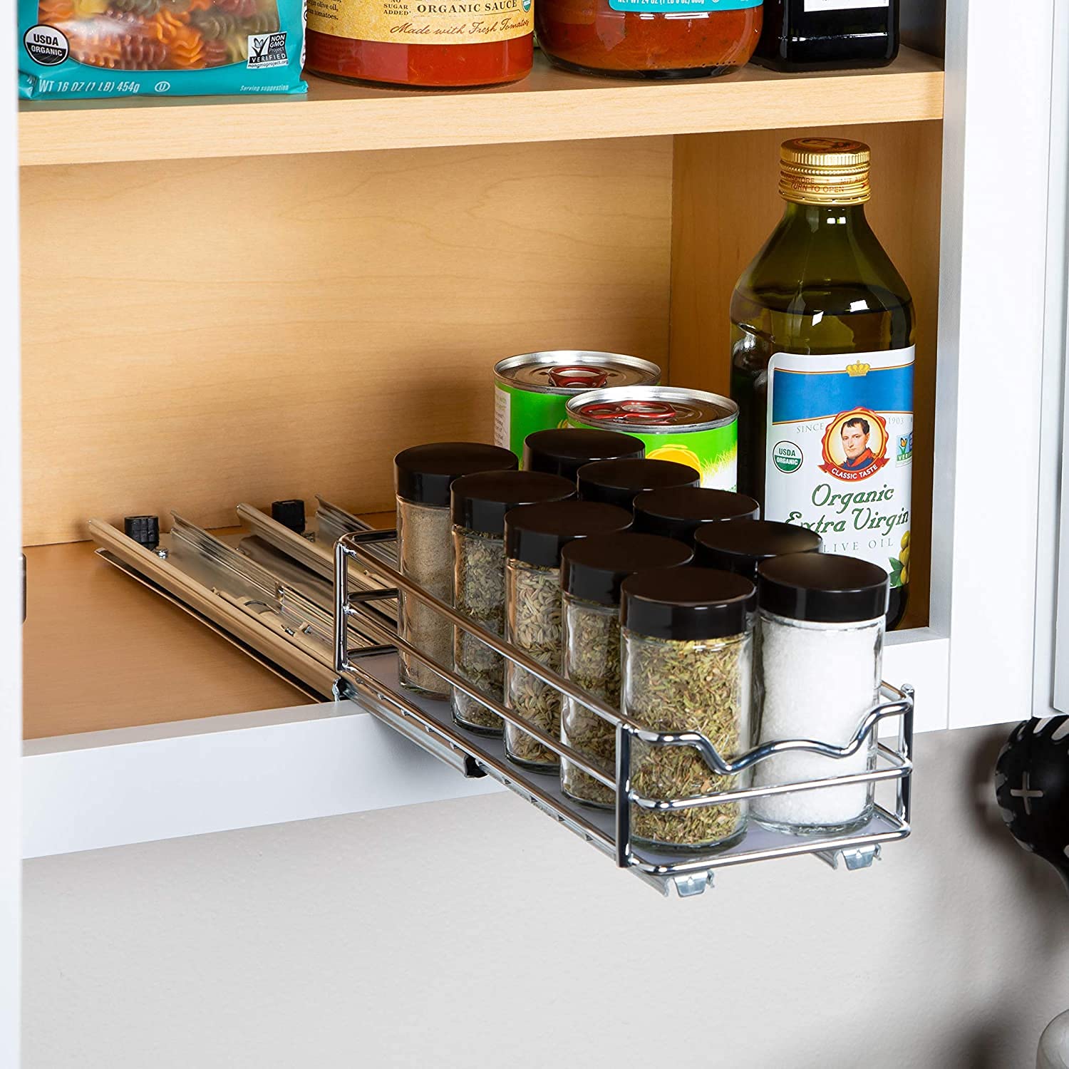 HOLDN� STORAGE Pull Out Spice Rack Organizer for Cabinet, Heavy Duty-5 Year Limited Warranty-4.5" W Slide Out Spice Rack -Fits Spices, Sauces, Cans etc. Requires at least 4.9� Cabinet Opening  - Like New