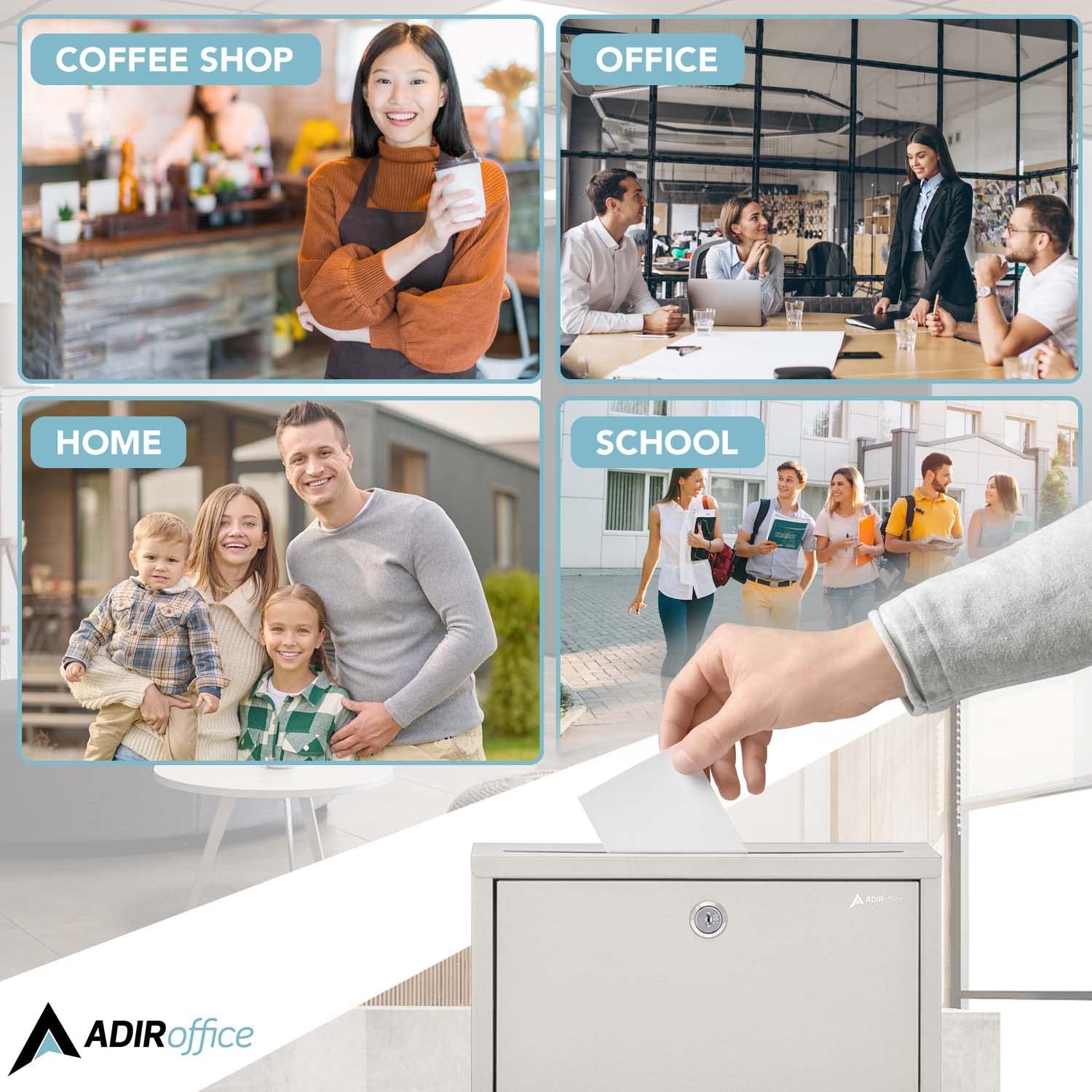 AdirOffice Multi Purpose Mail Box with Lock - Heavy Duty Drop Box - Commercial Suggestion Box -Wall Mountable Safe and Secure Ballot Box Variation  - Like New